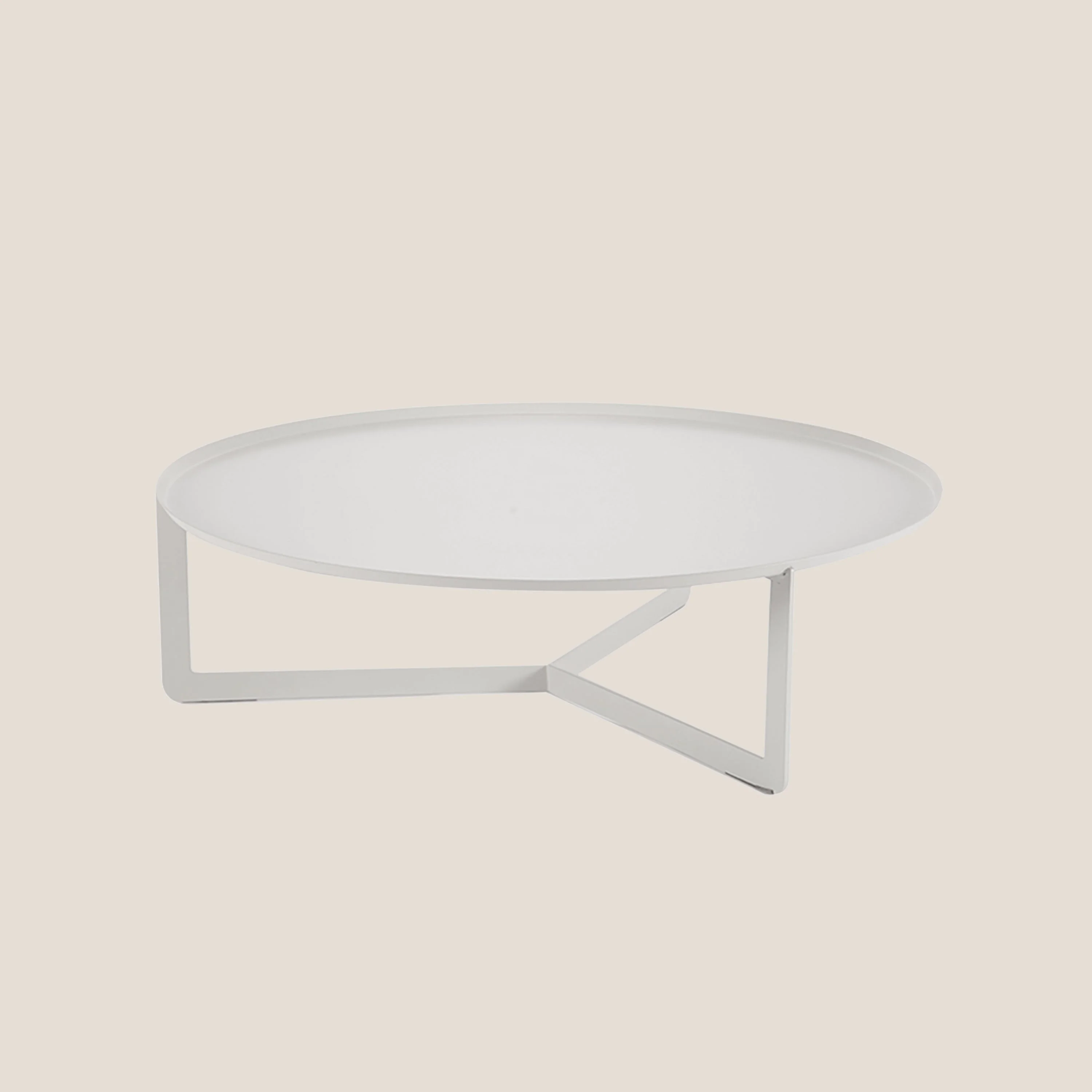 Round Table basse ronde de salon en métal h23 cm blanc