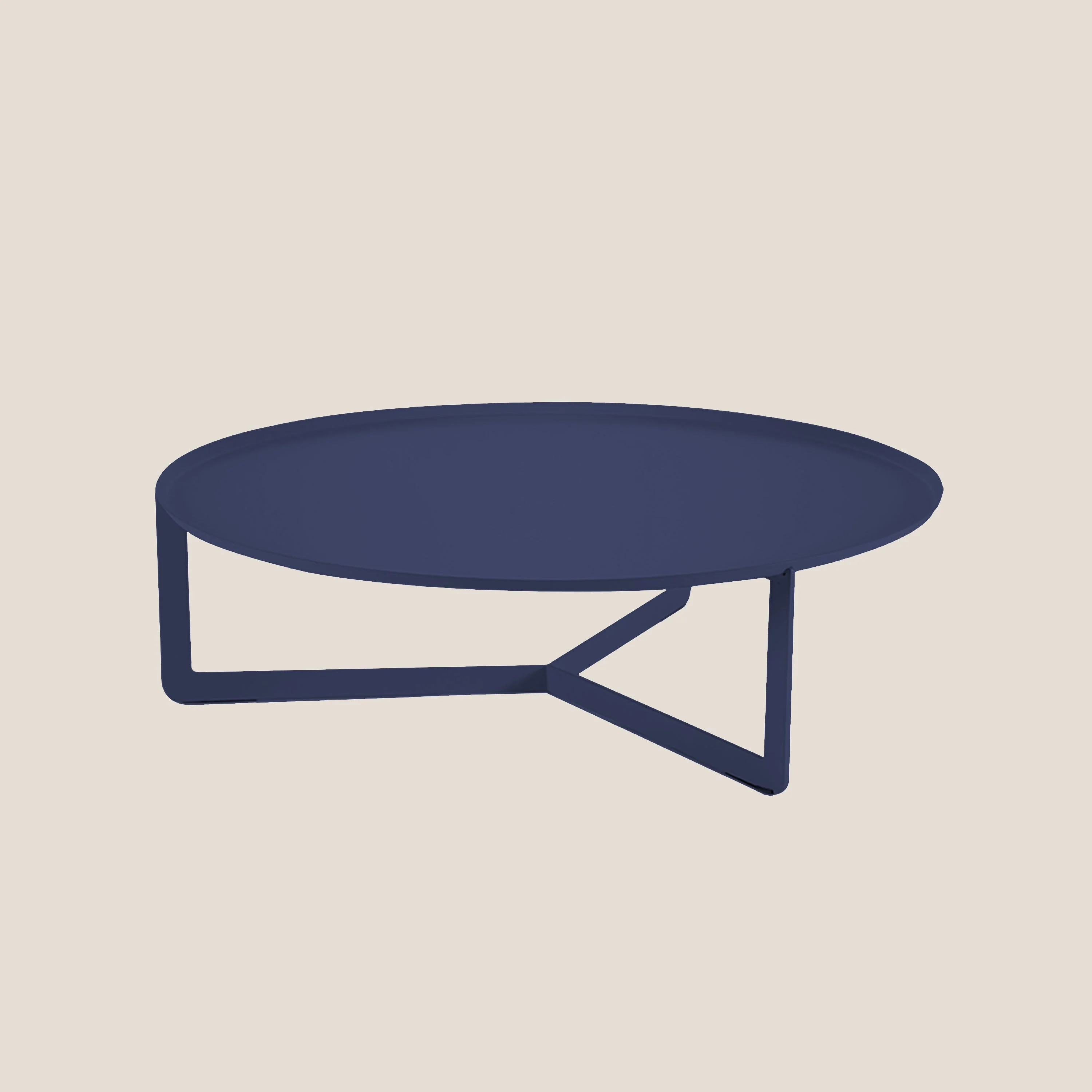 Round Table basse ronde de salon en métal h23 cm bleu marine