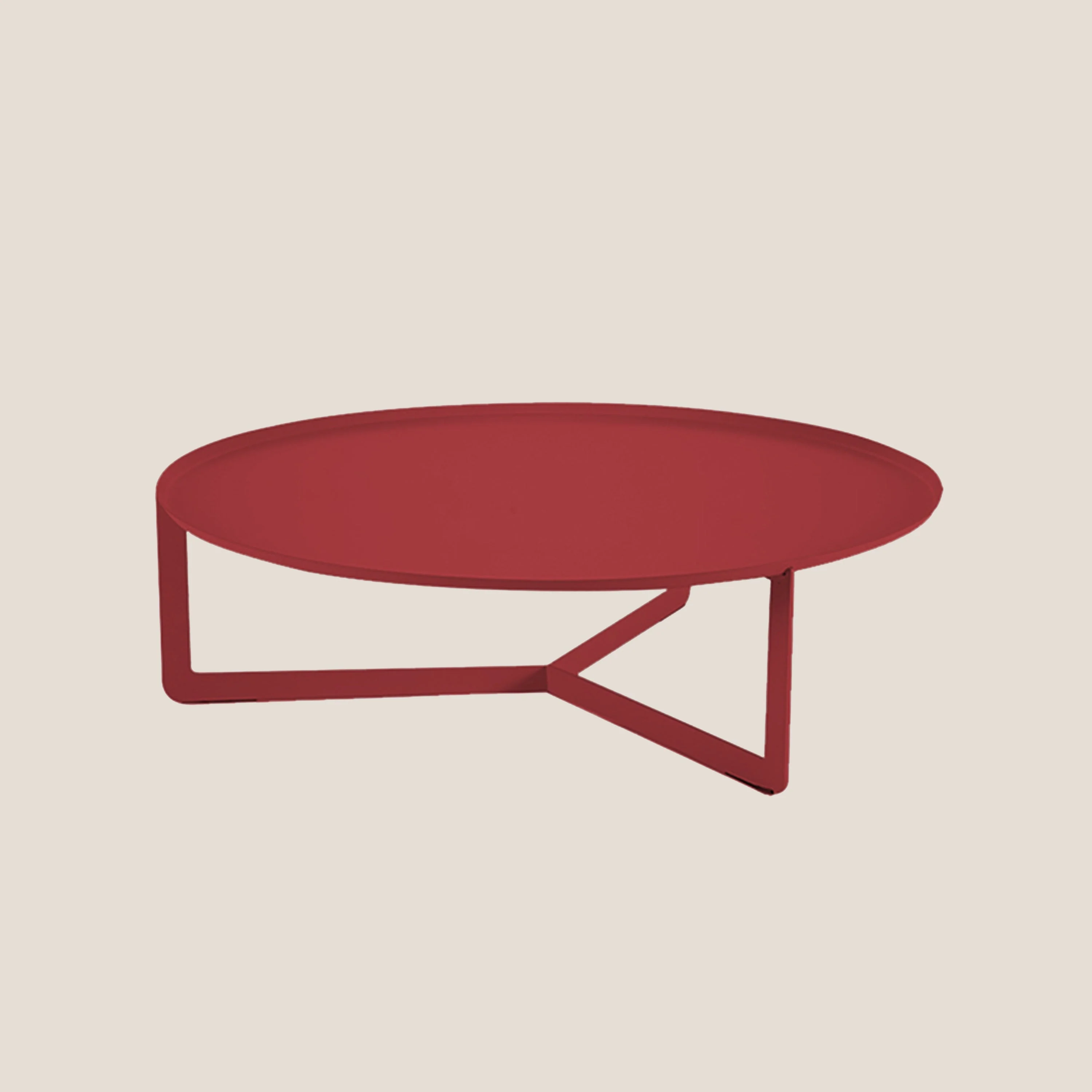 Round Table basse ronde de salon en métal h23 cm rouge dahlia