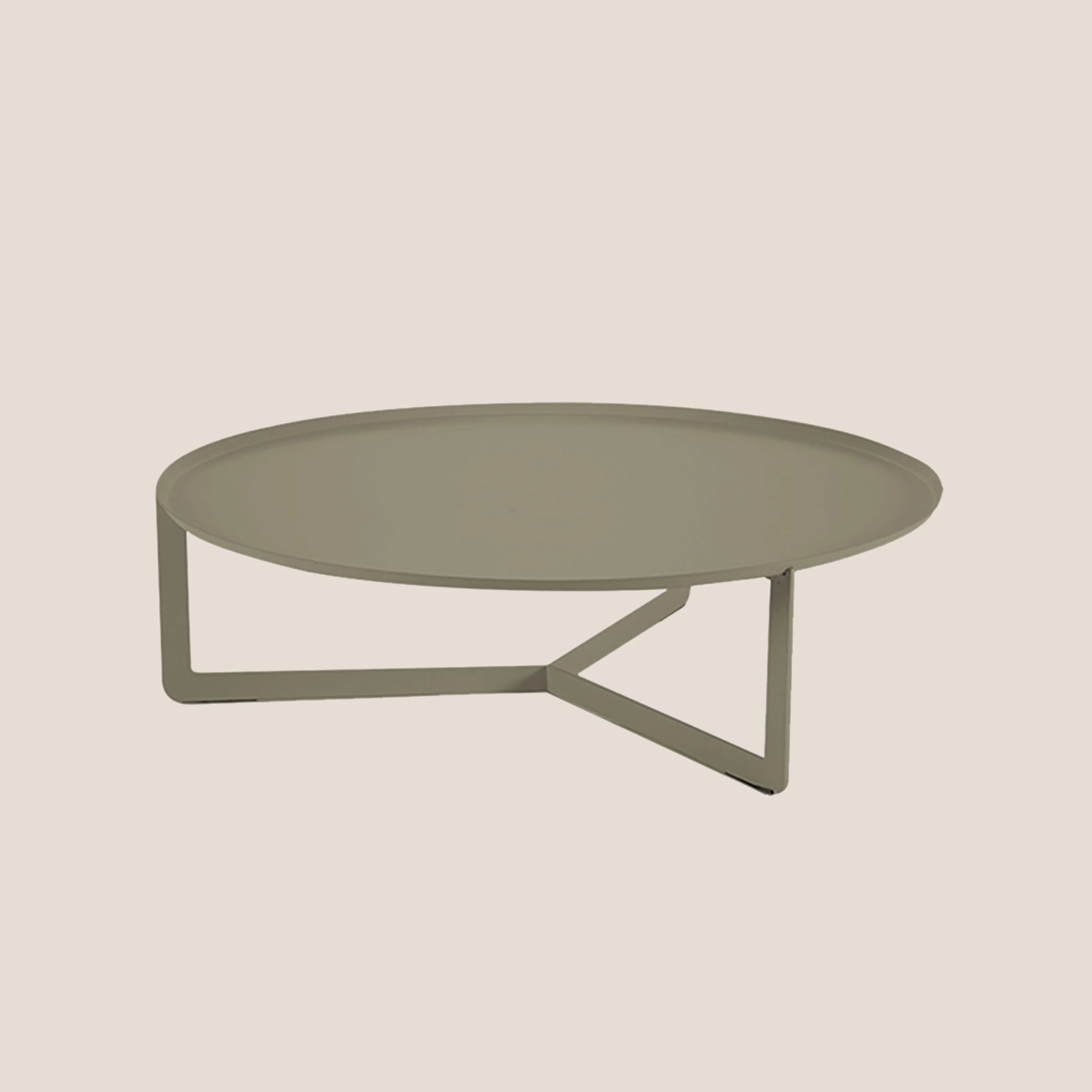 Round Table basse ronde de salon en métal h23 cm terre battue