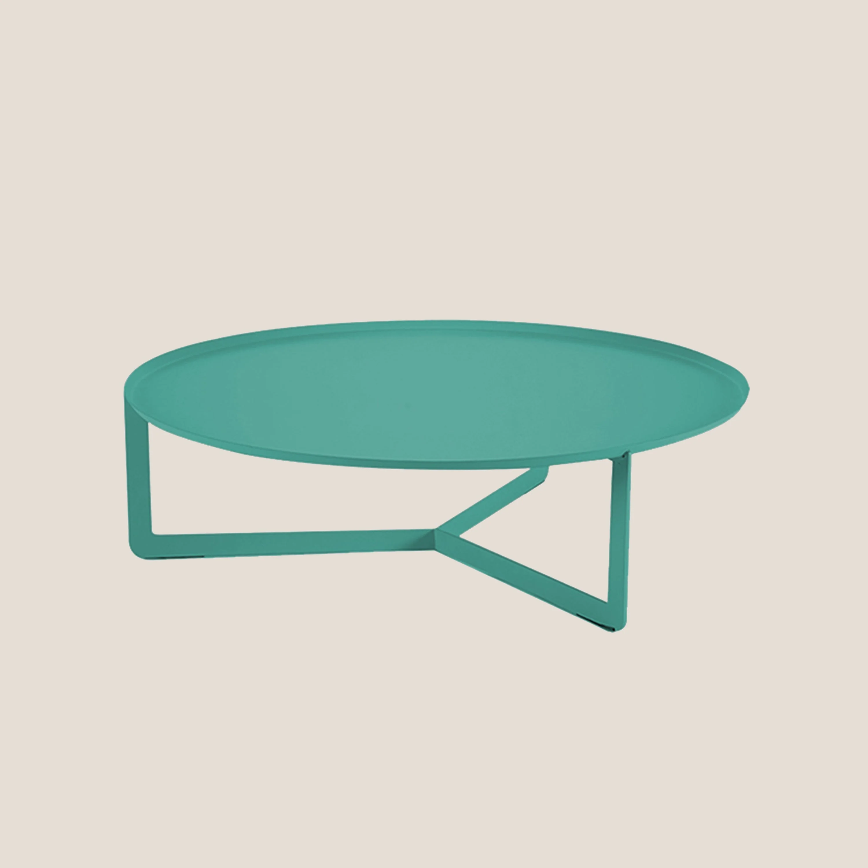 Round Table basse ronde de salon en métal h23 cm vert sauge