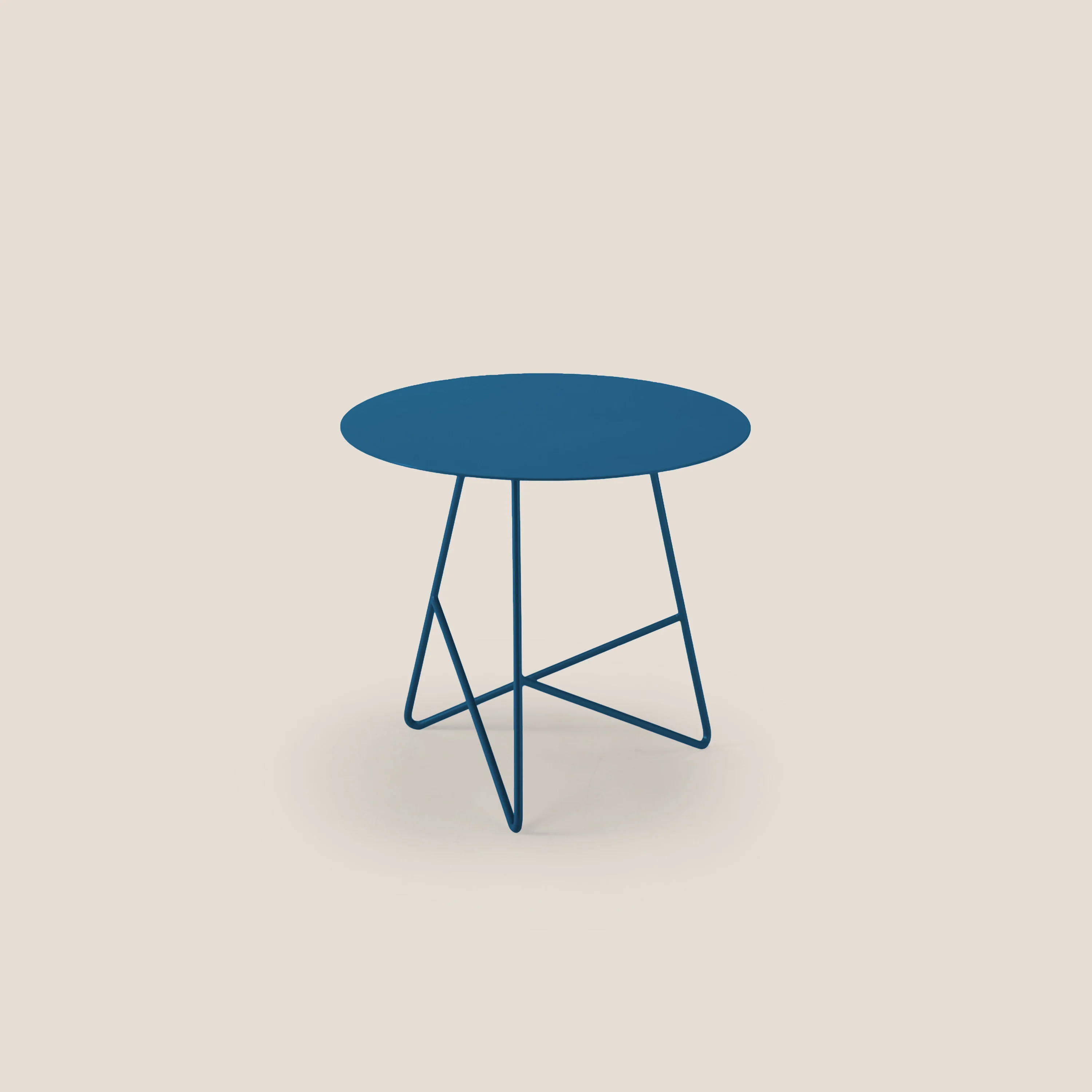 Ermione Table basse ronde en métal h44 bleu canard