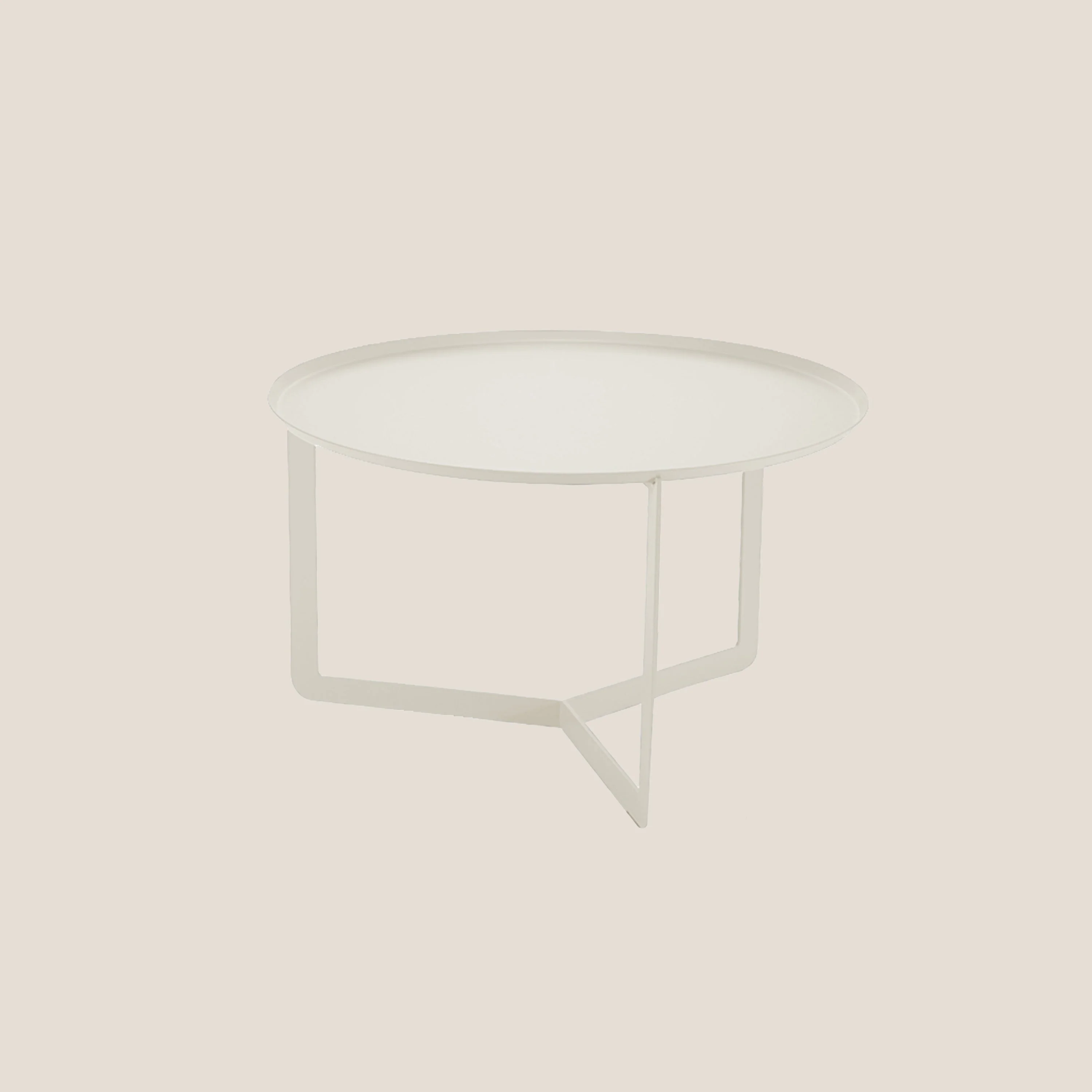Round Table basse ronde de salon en métal h36 cm chanvre
