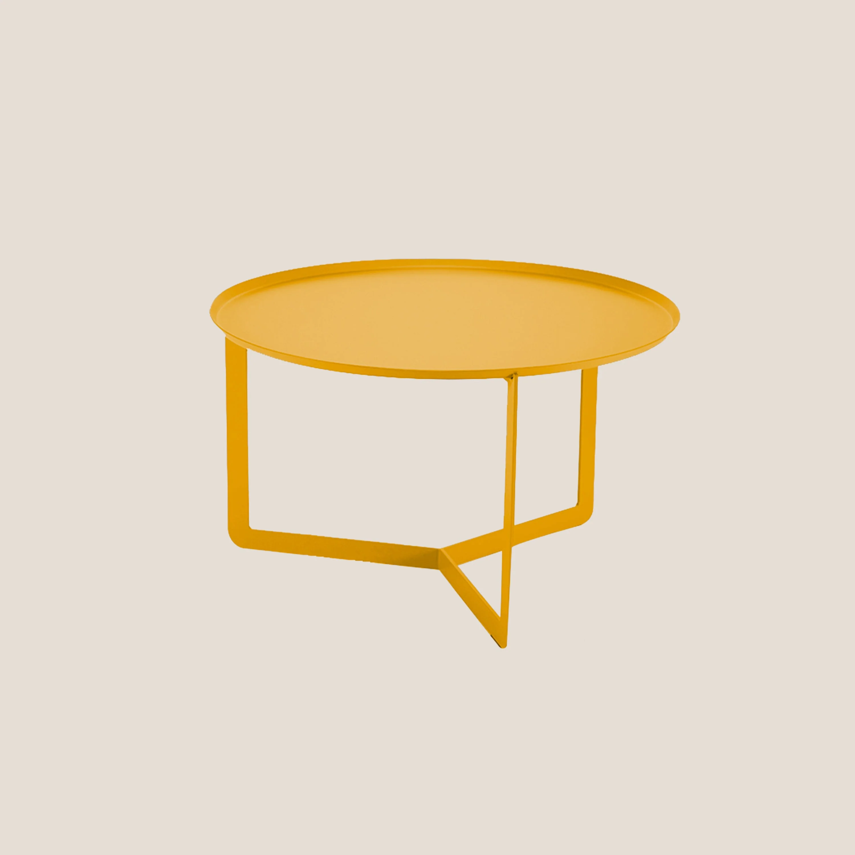 Round Table basse ronde de salon en métal h36 cm jaune