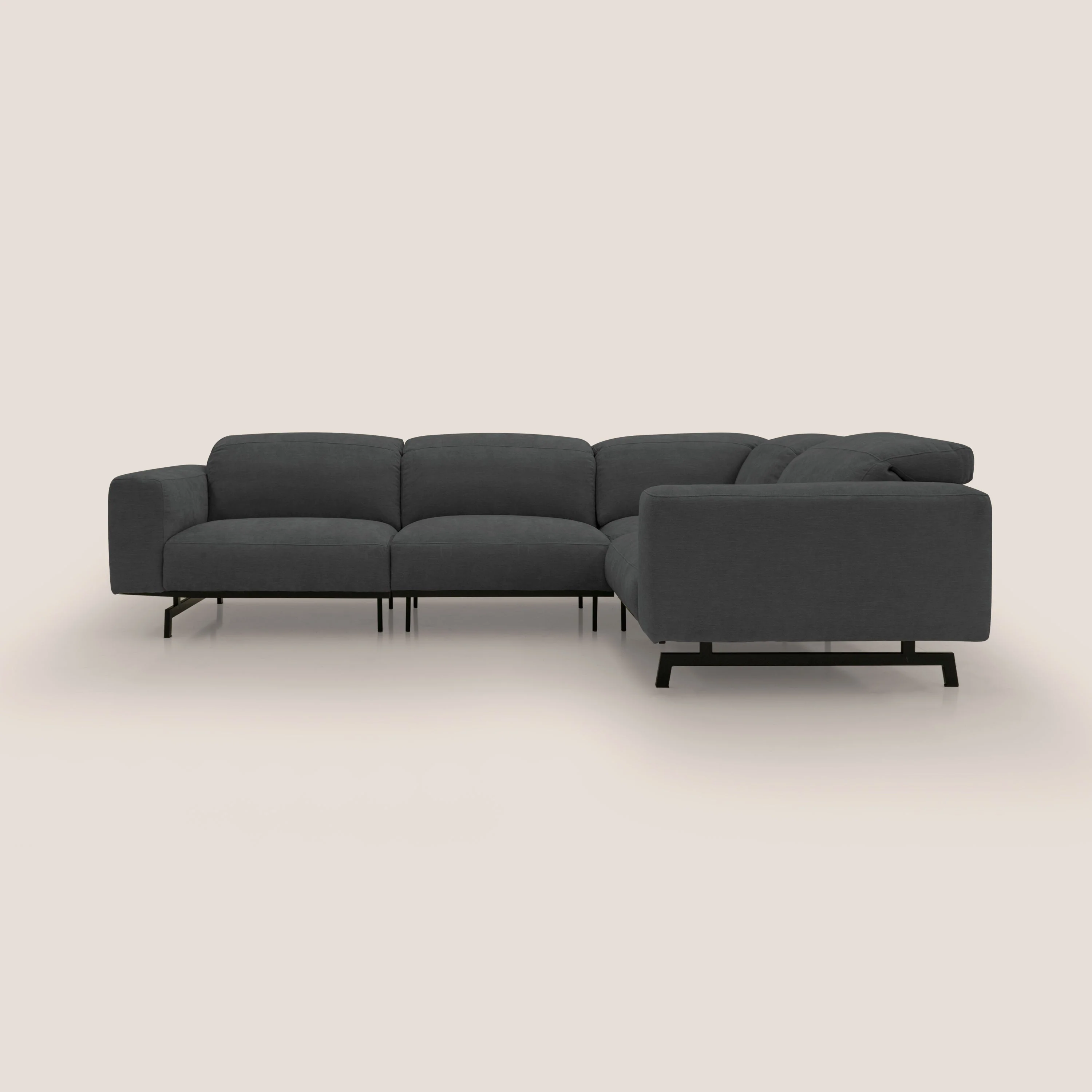 Sakura CanapĂ© d'angle RĂVERSIBLE et modulable en tissu doux et impermĂ©able T14 anthracite