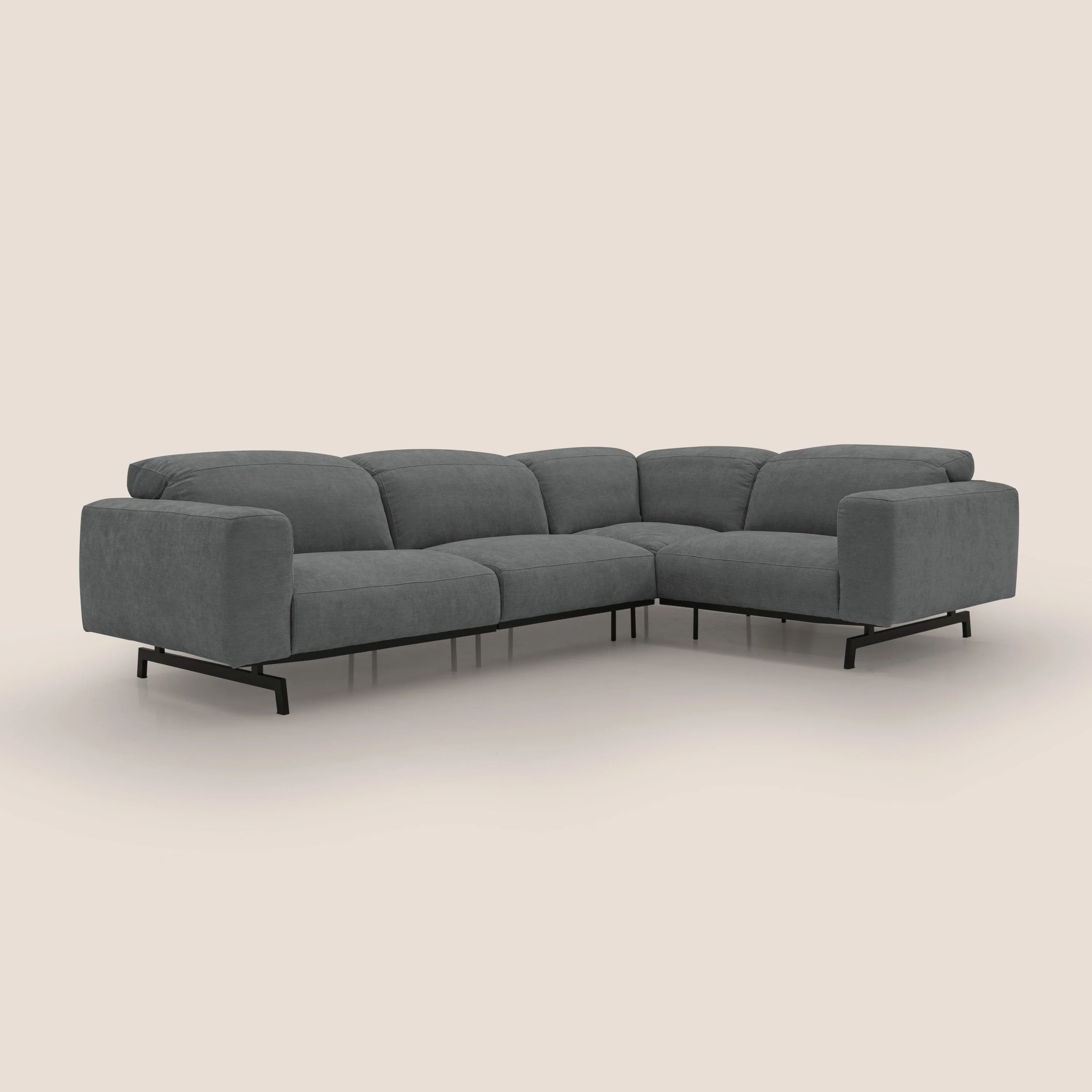 Sakura CanapĂ© d'angle RĂVERSIBLE et modulable en tissu doux et impermĂ©able T14 gris - Image 6