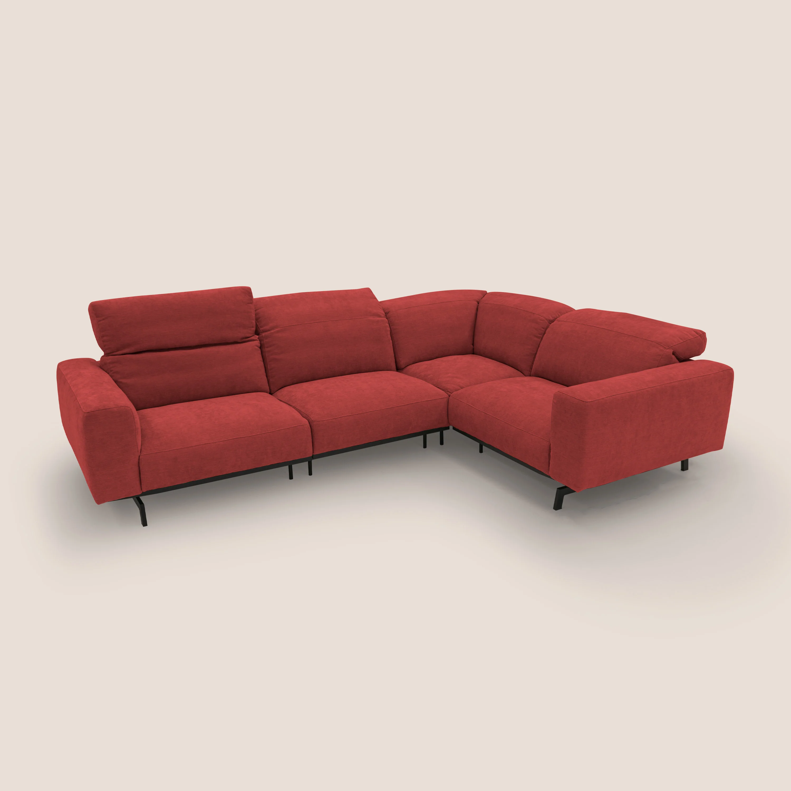 Sakura Canapé d'angle RÉVERSIBLE et modulable en tissu doux et imperméable T14 rouge - Image 12