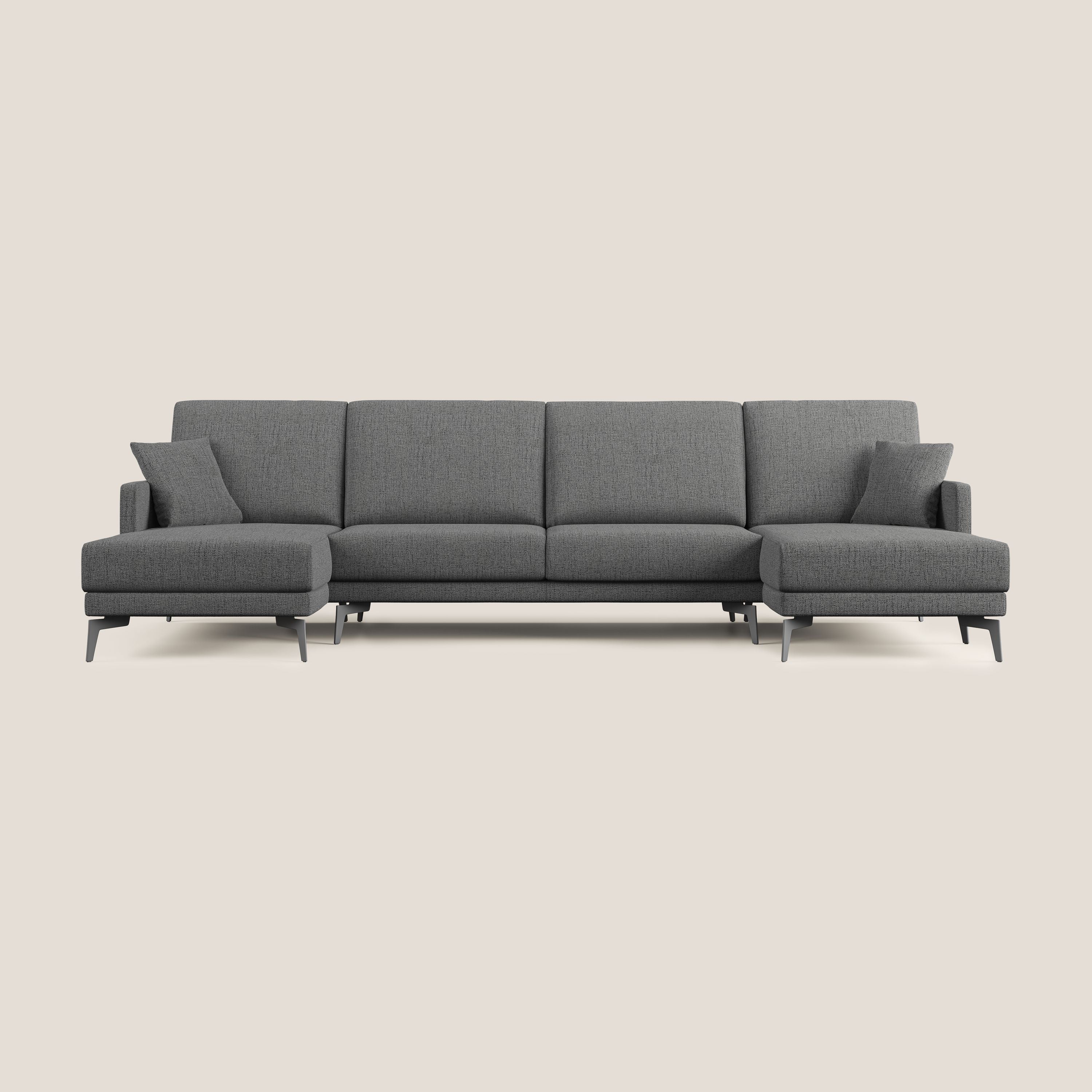 Saturno canapé panoramique moderne en tissu doux imperméable T03 gris