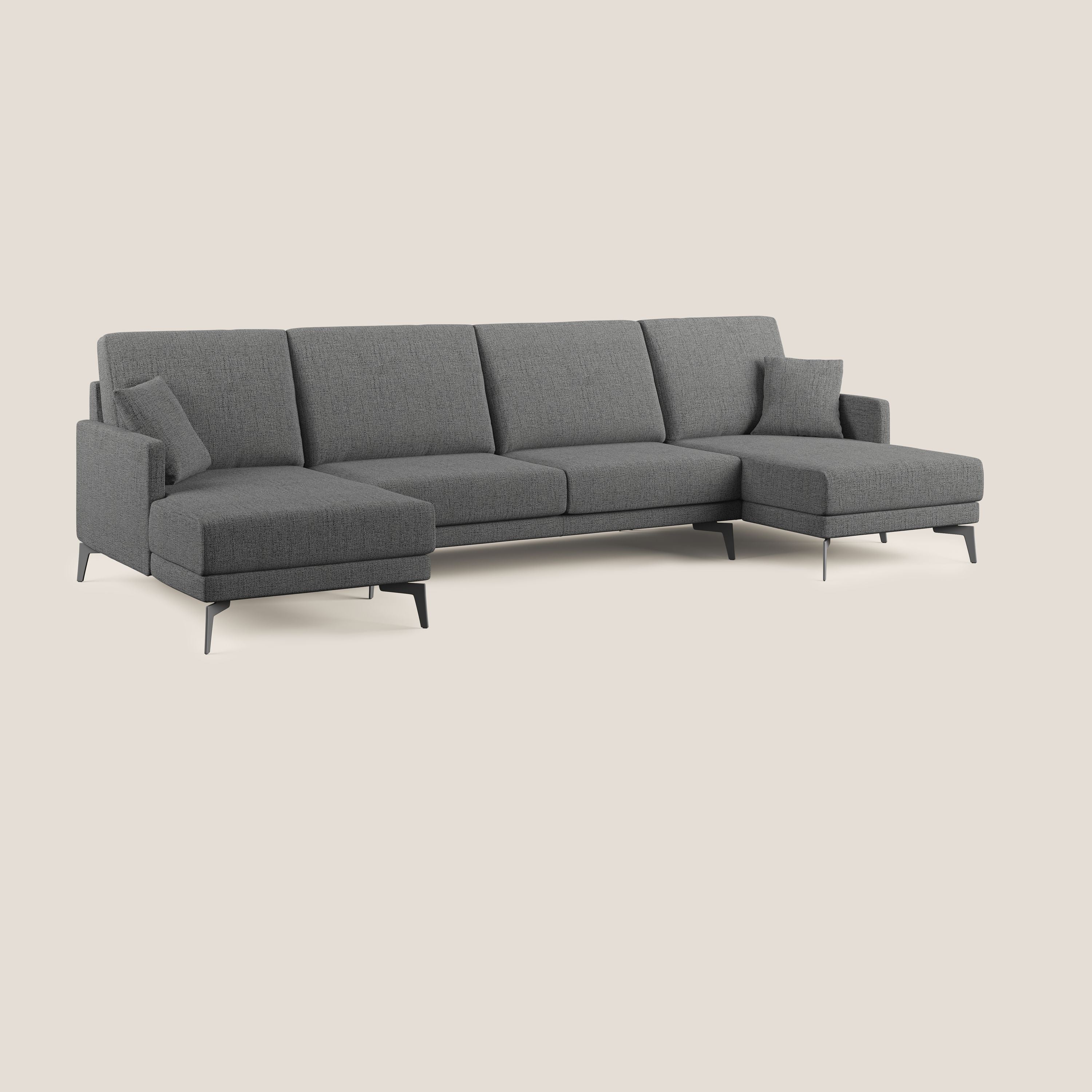 Saturno canapé panoramique moderne en tissu doux imperméable T03 gris - Image 2