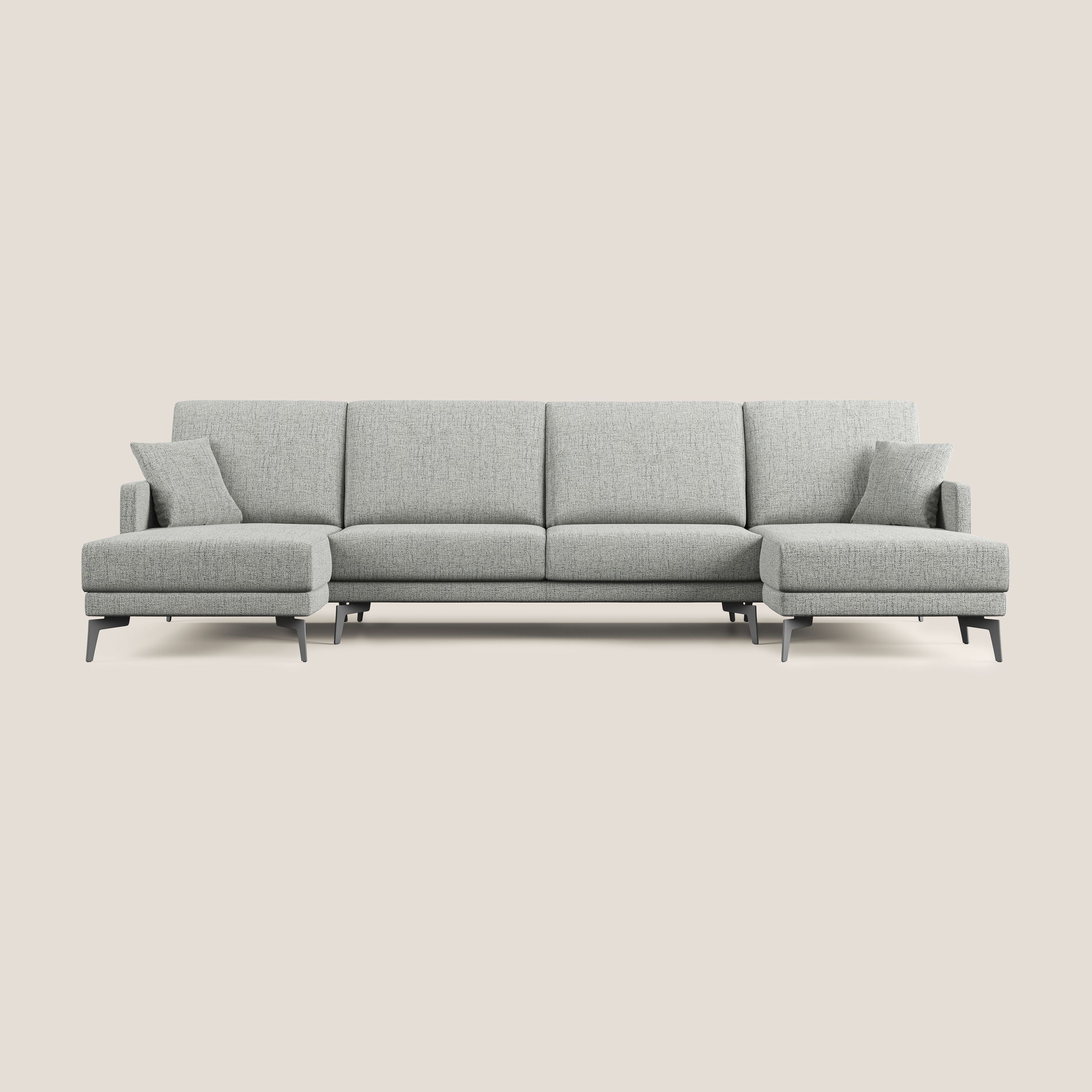 Saturno canapé panoramique moderne en tissu doux imperméable T03 gris clair