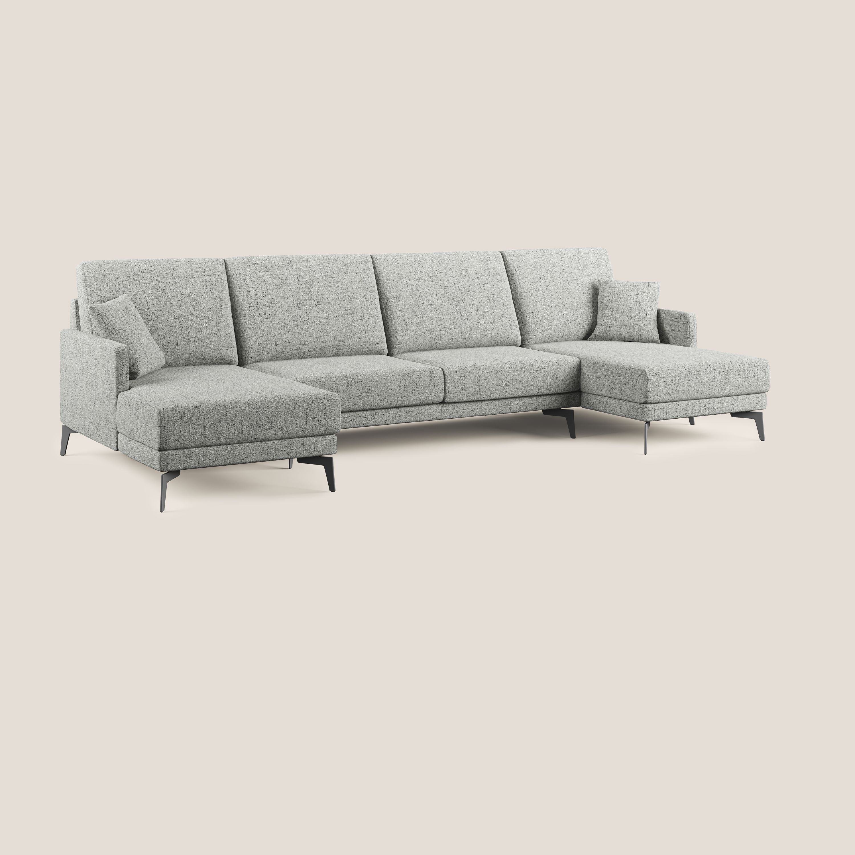 Saturno canapé panoramique moderne en tissu doux imperméable T03 gris clair - Image 2