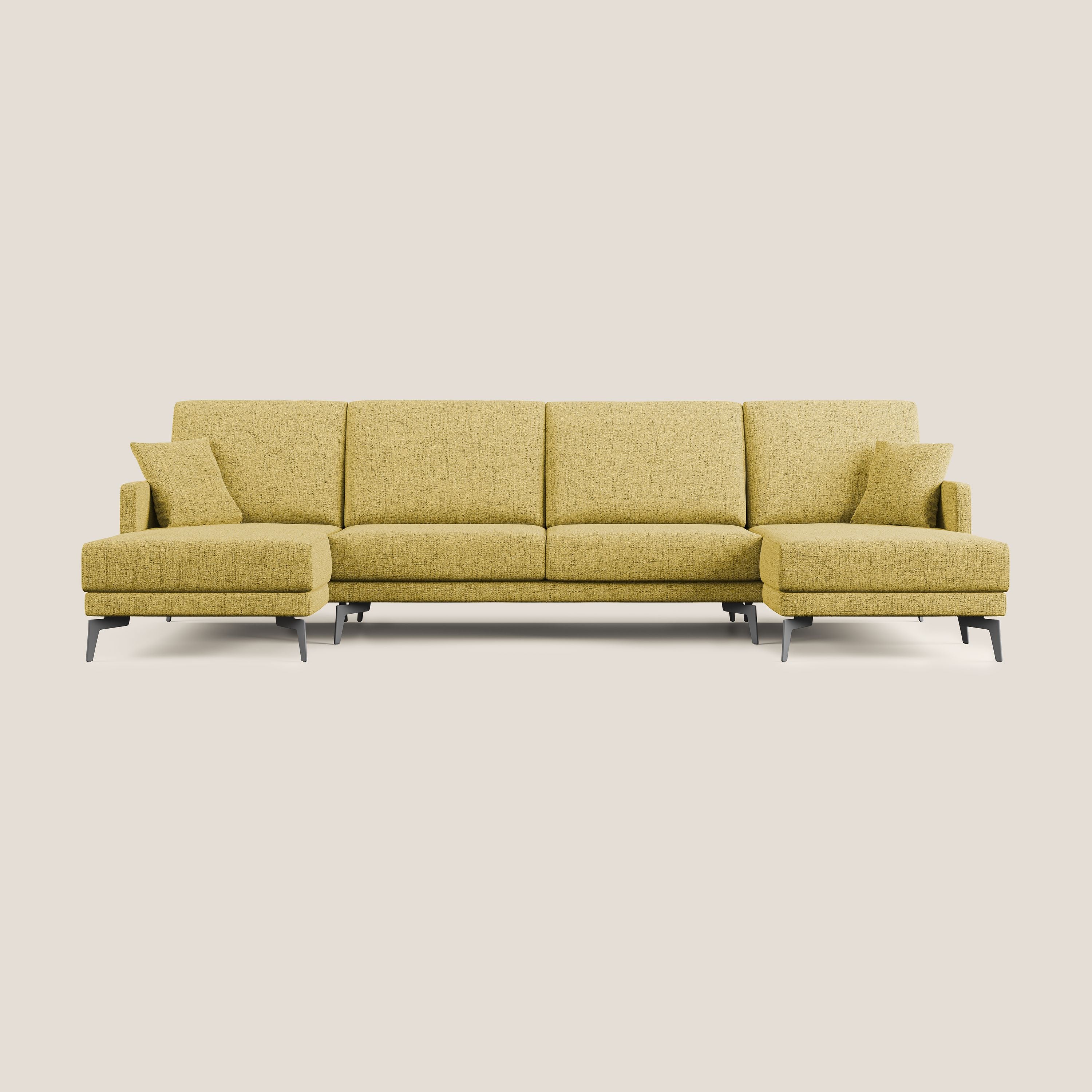 Saturno canapé panoramique moderne en tissu doux imperméable T03 jaune