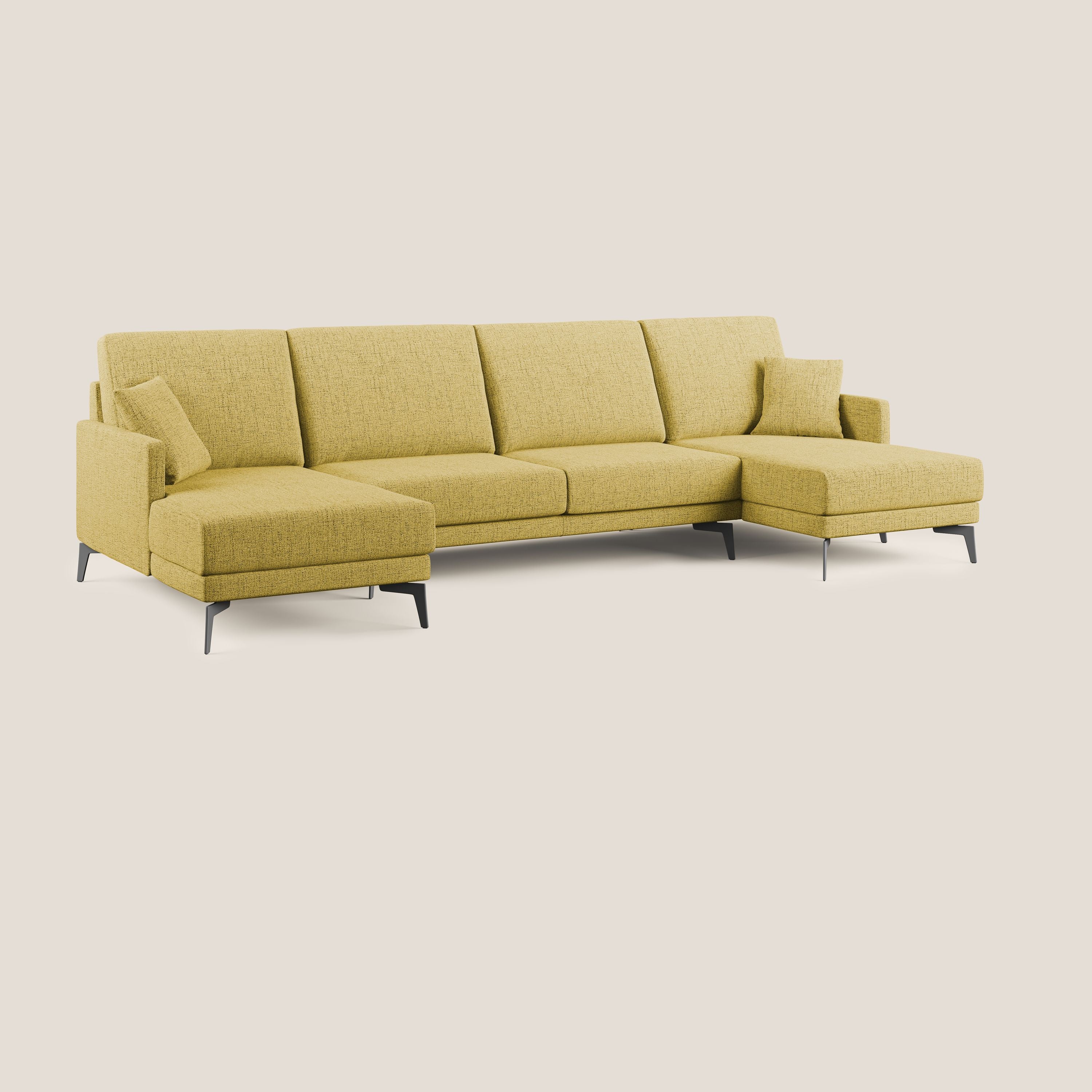 Saturno canapé panoramique moderne en tissu doux imperméable T03 jaune - Image 2