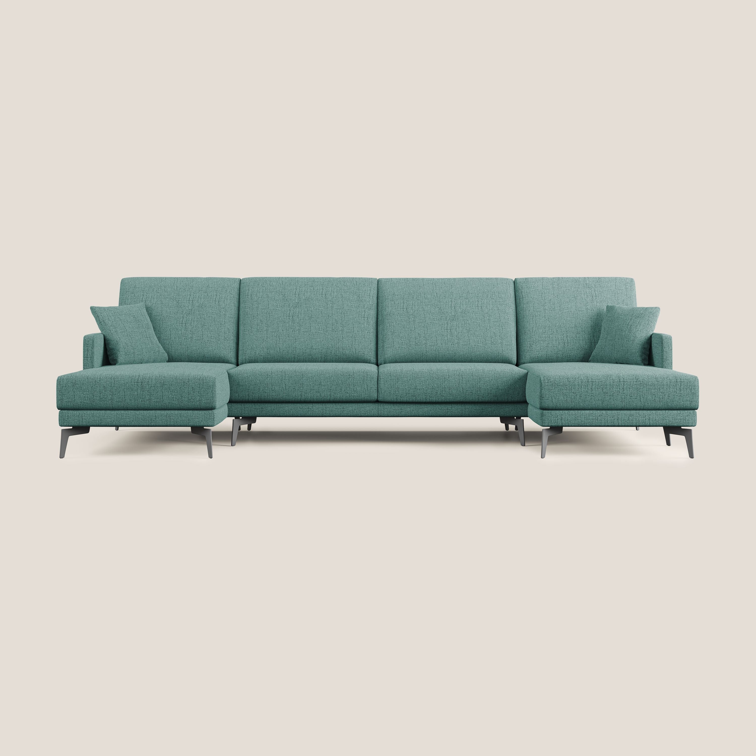 Saturno canapé panoramique moderne en tissu doux imperméable T03 vert d'eau