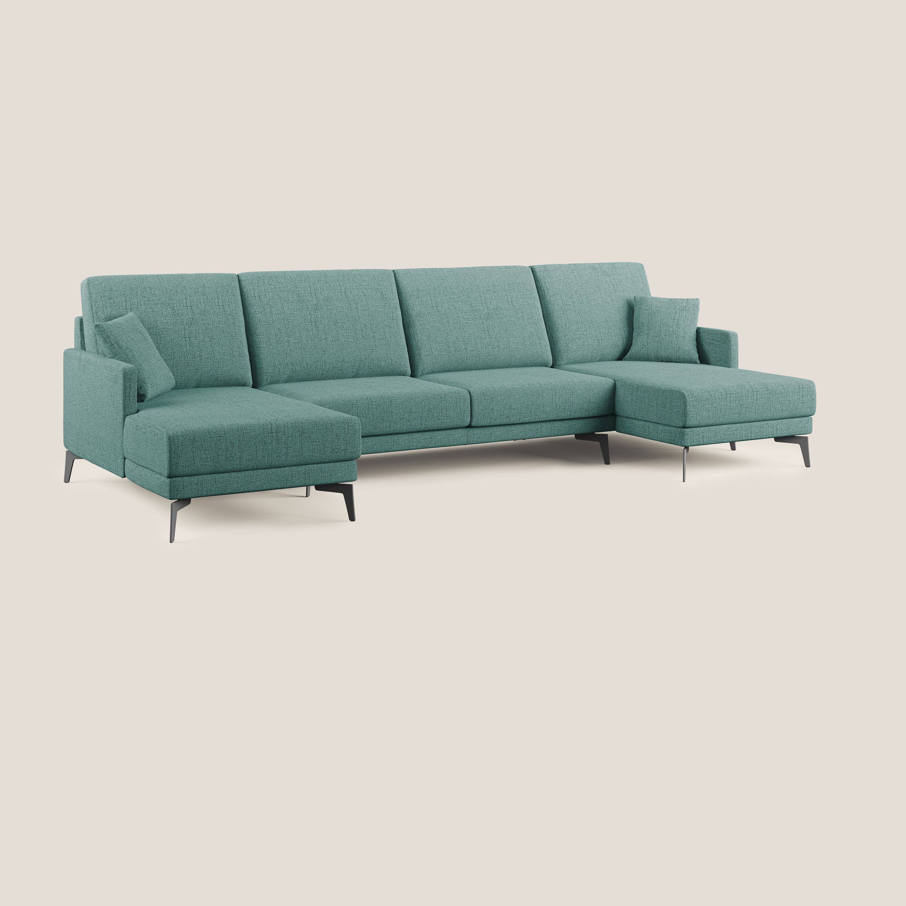 Saturno canapé panoramique moderne en tissu doux imperméable T03 vert d'eau - Image 2