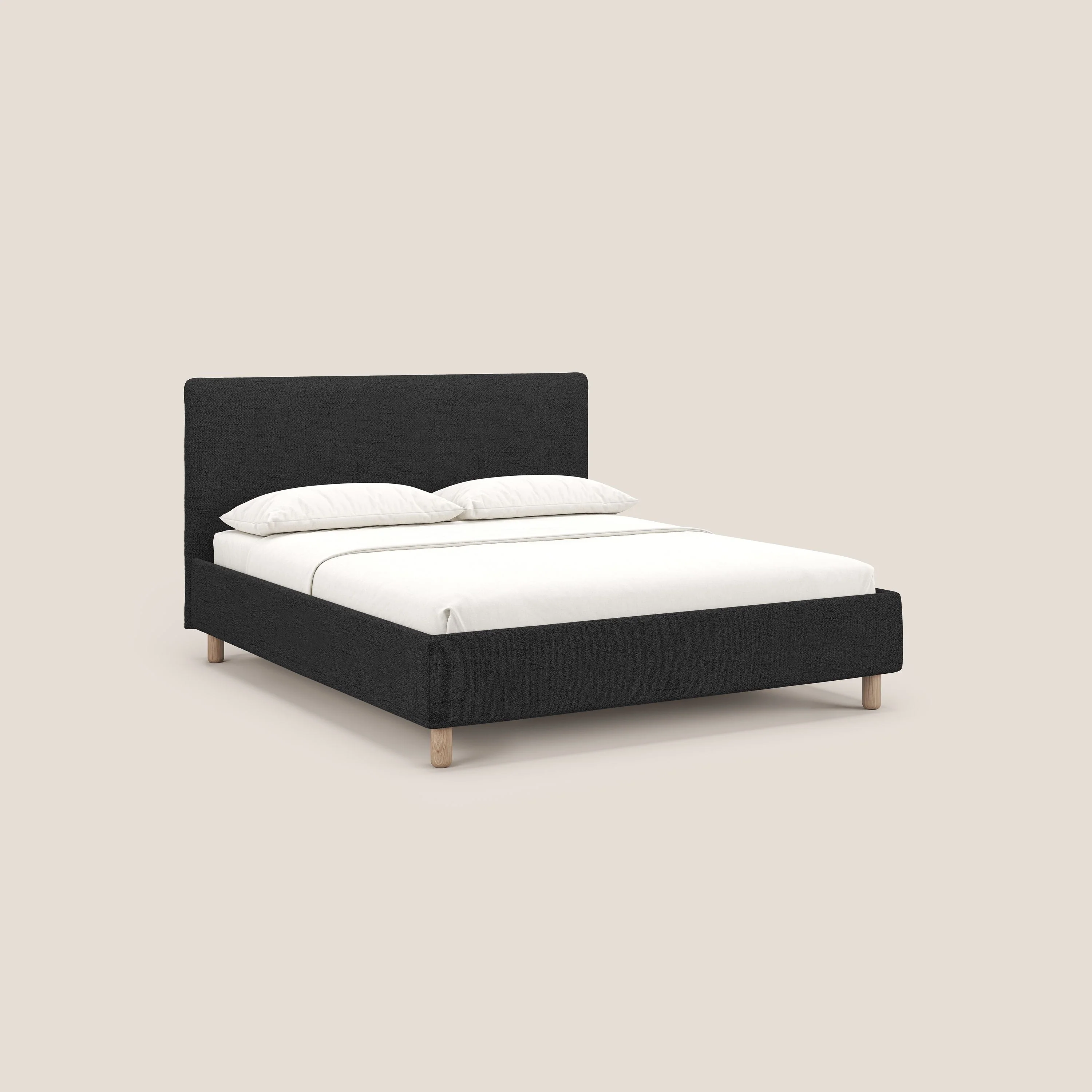 Serena lit coffre scandinave compact en tissu flammé imperméable T03 anthracite