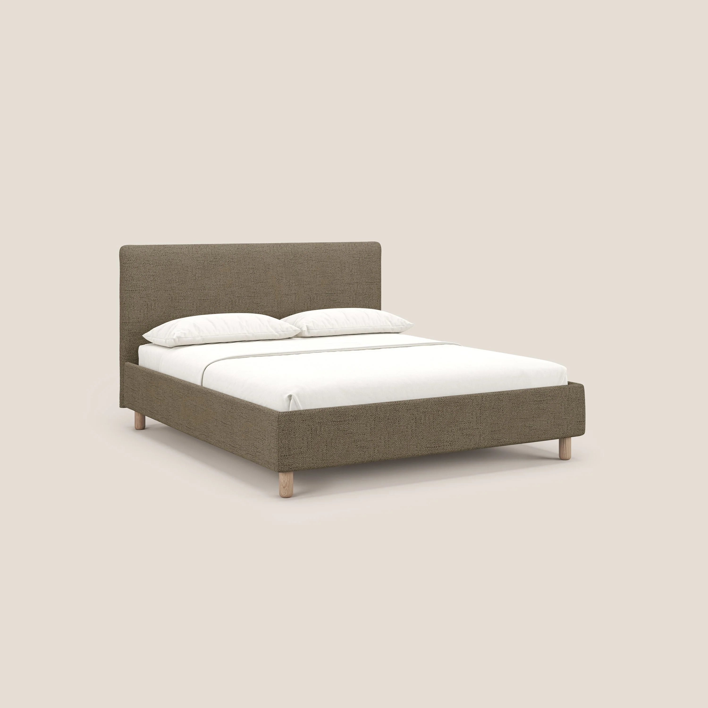 Serena lit coffre scandinave compact en tissu flammé imperméable T03 marron
