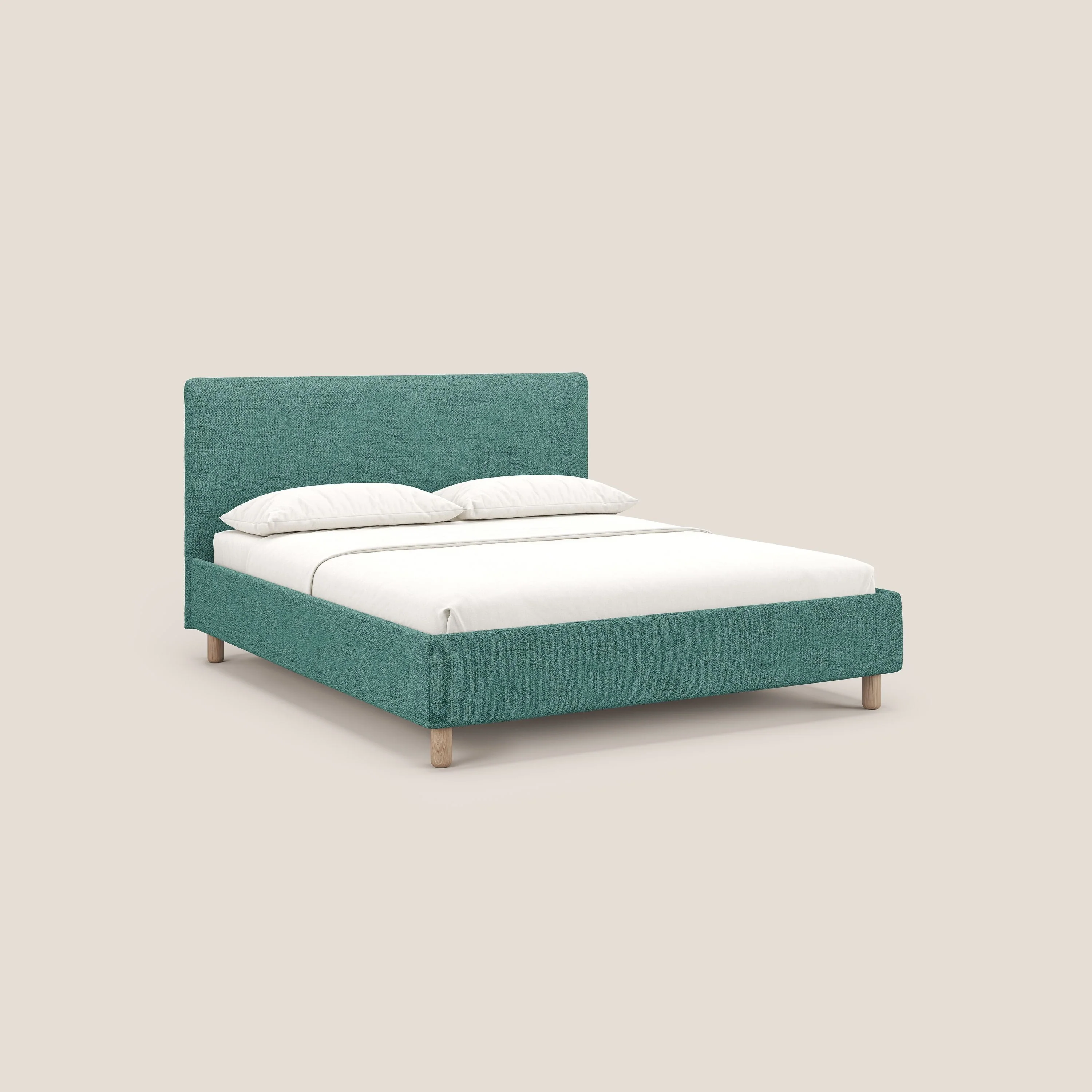Serena lit coffre scandinave compact en tissu flammé imperméable T03 vert d'eau