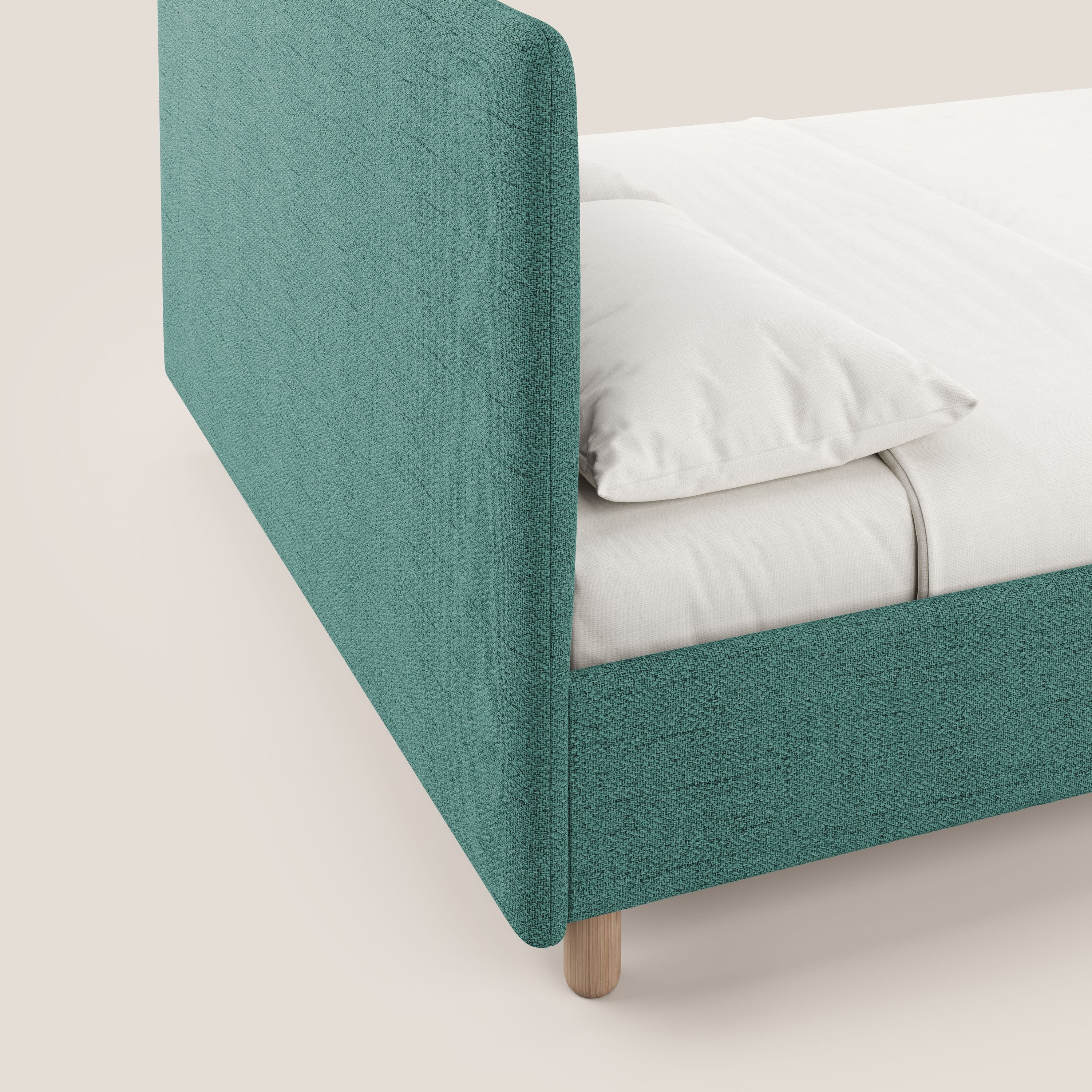 Serena lit coffre scandinave compact en tissu flammé imperméable T03 vert d'eau - Image 7
