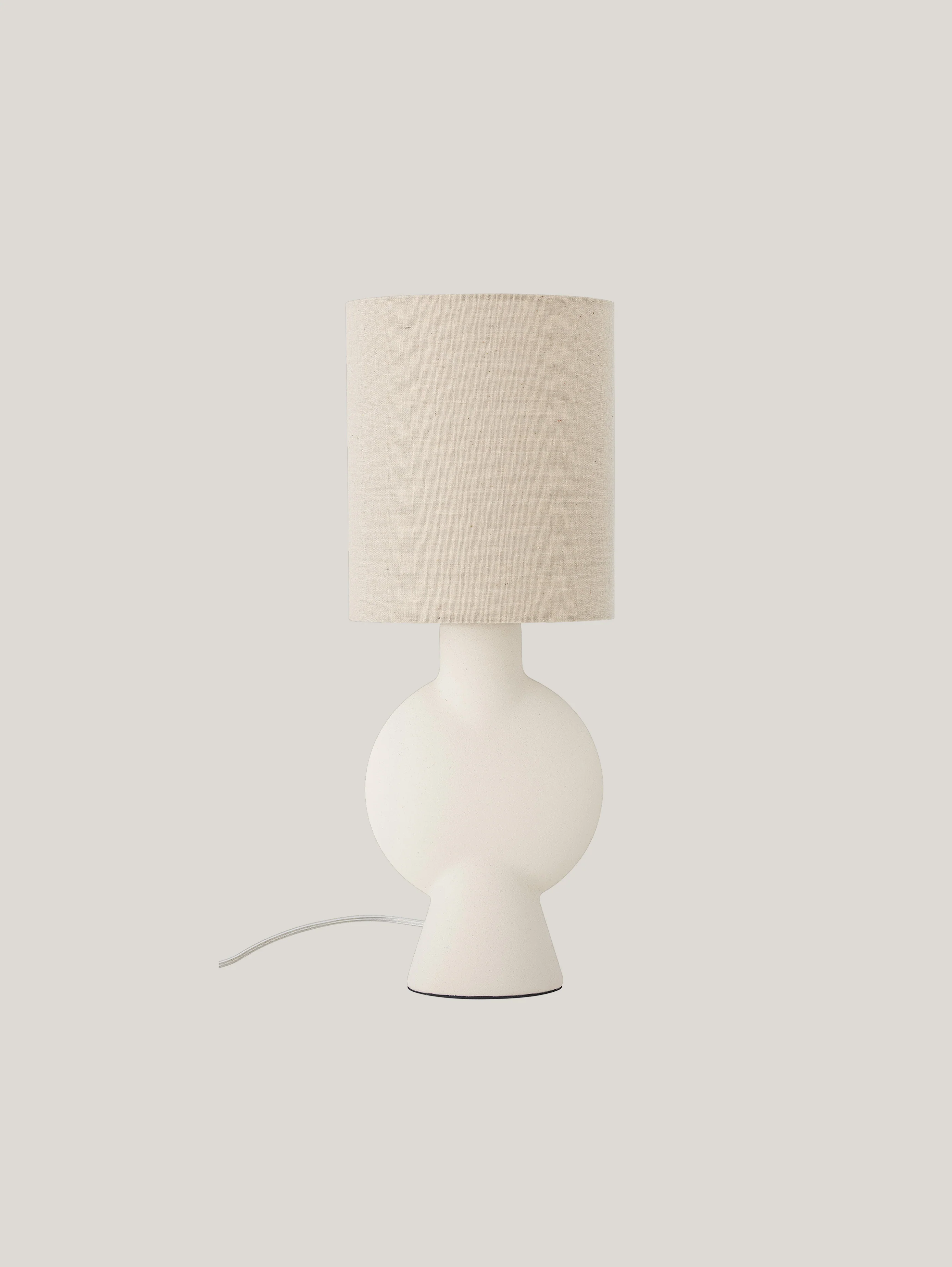 Sergio Lampe de table avec base en grès Stoneware blanc et abat-jour en lin - Image 3
