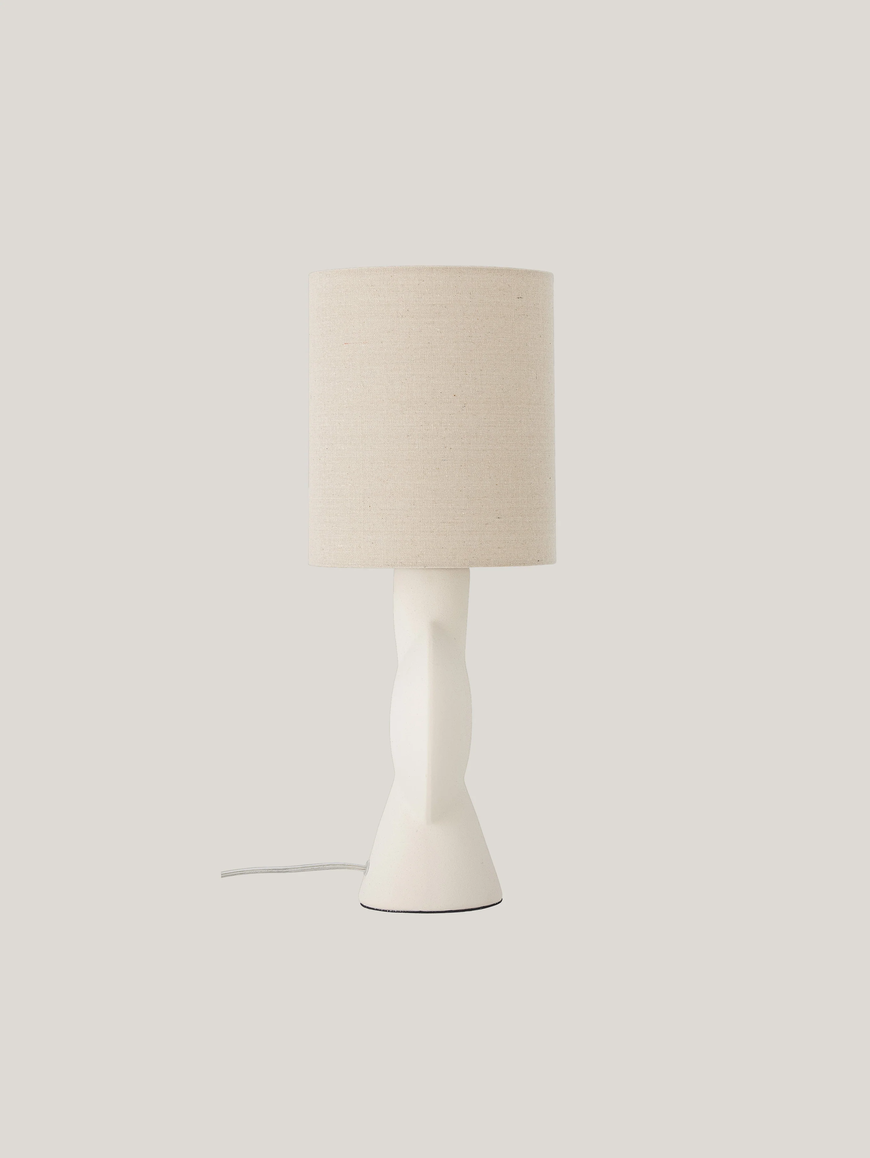 Sergio Lampe de table avec base en grès Stoneware blanc et abat-jour en lin - Image 5