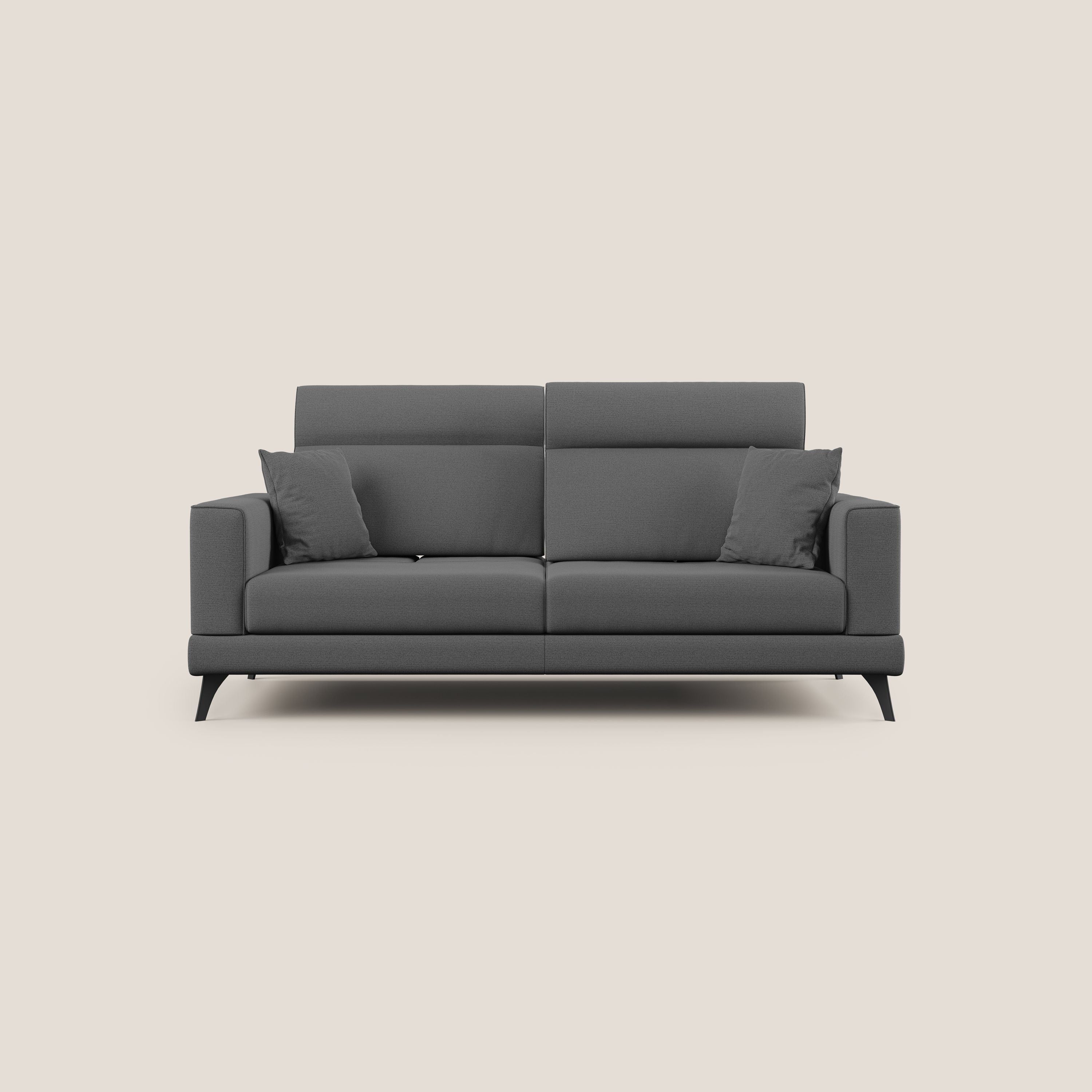 Slide Canapé avec dossiers coulissants et appuie-tête en tissu simili coton imperméable T19 anthracite