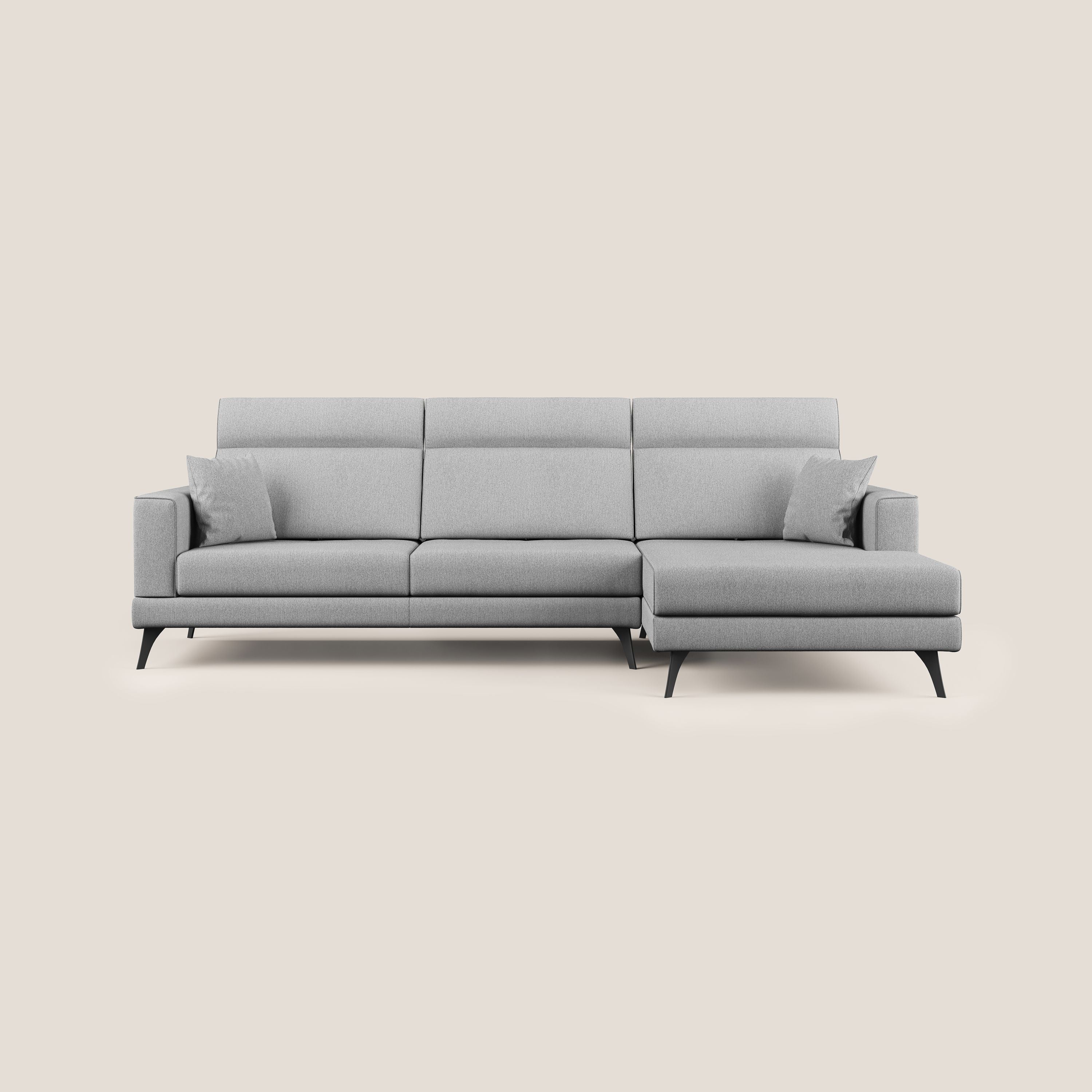 Slide canapé d'angle avec dossier coulissants et appuie-tête réglables en tissu  détachable T05 gris