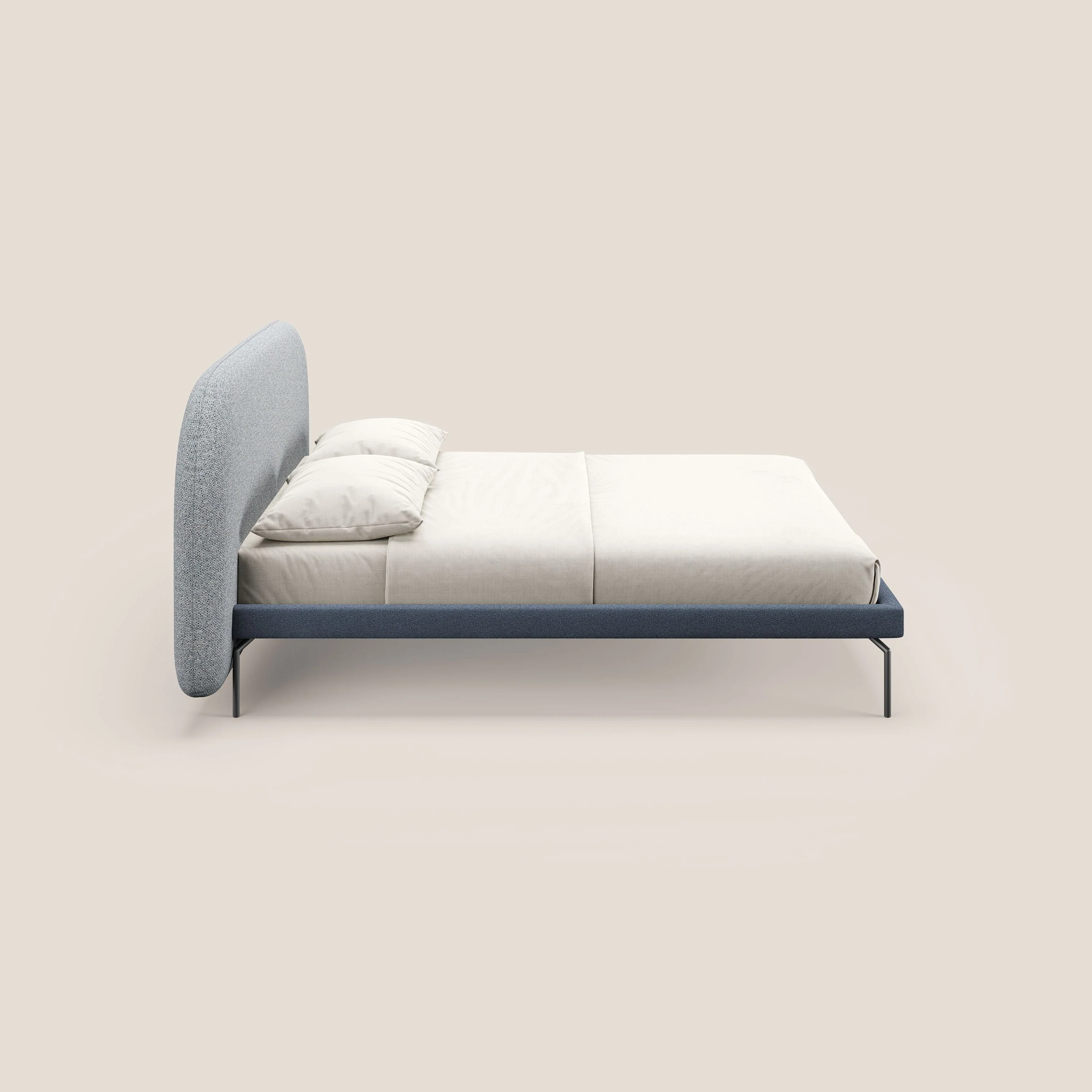 Soleil lit rembourré design avec pieds hauts en métal en bouclette détachable T12 bleu gris - Image 4