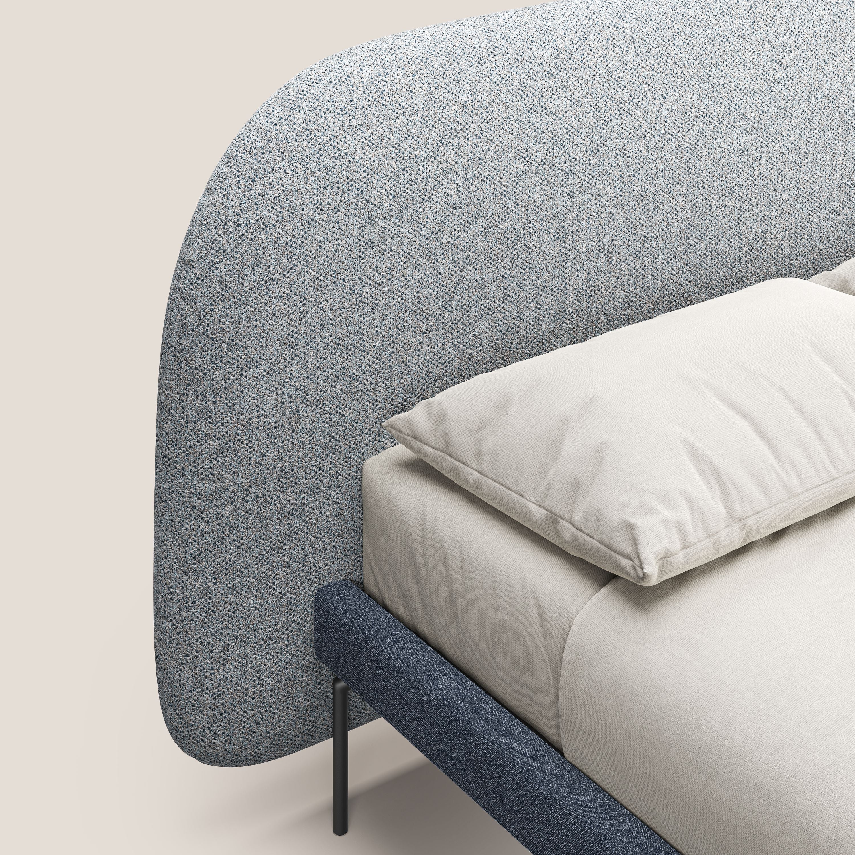 Soleil lit rembourré design avec pieds hauts en métal en bouclette détachable T12 bleu gris - Image 5