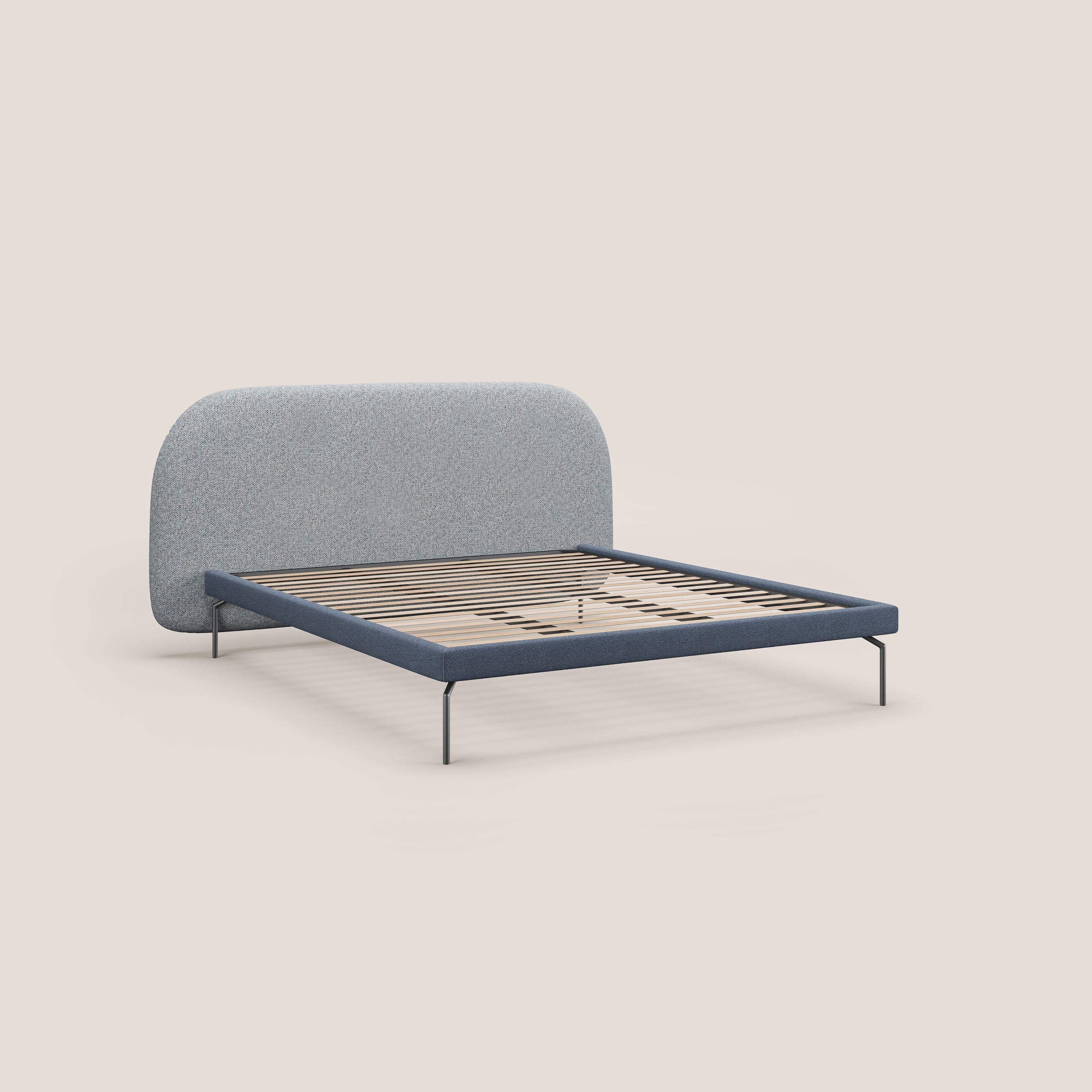 Soleil lit rembourré design avec pieds hauts en métal en bouclette détachable T12 bleu gris - Image 8