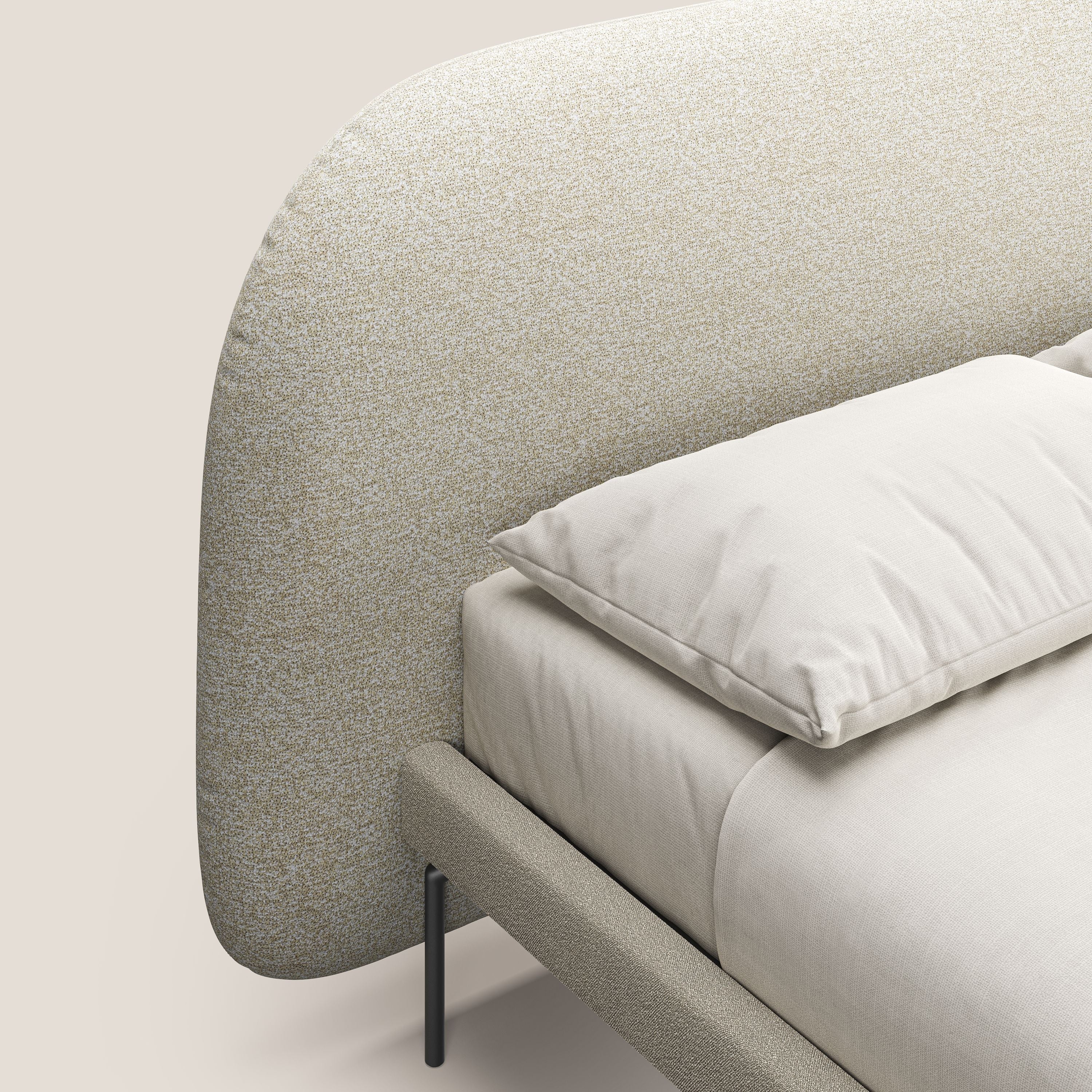 Soleil lit rembourré design avec pieds hauts en métal en bouclette détachable T12 crÚme - Image 4