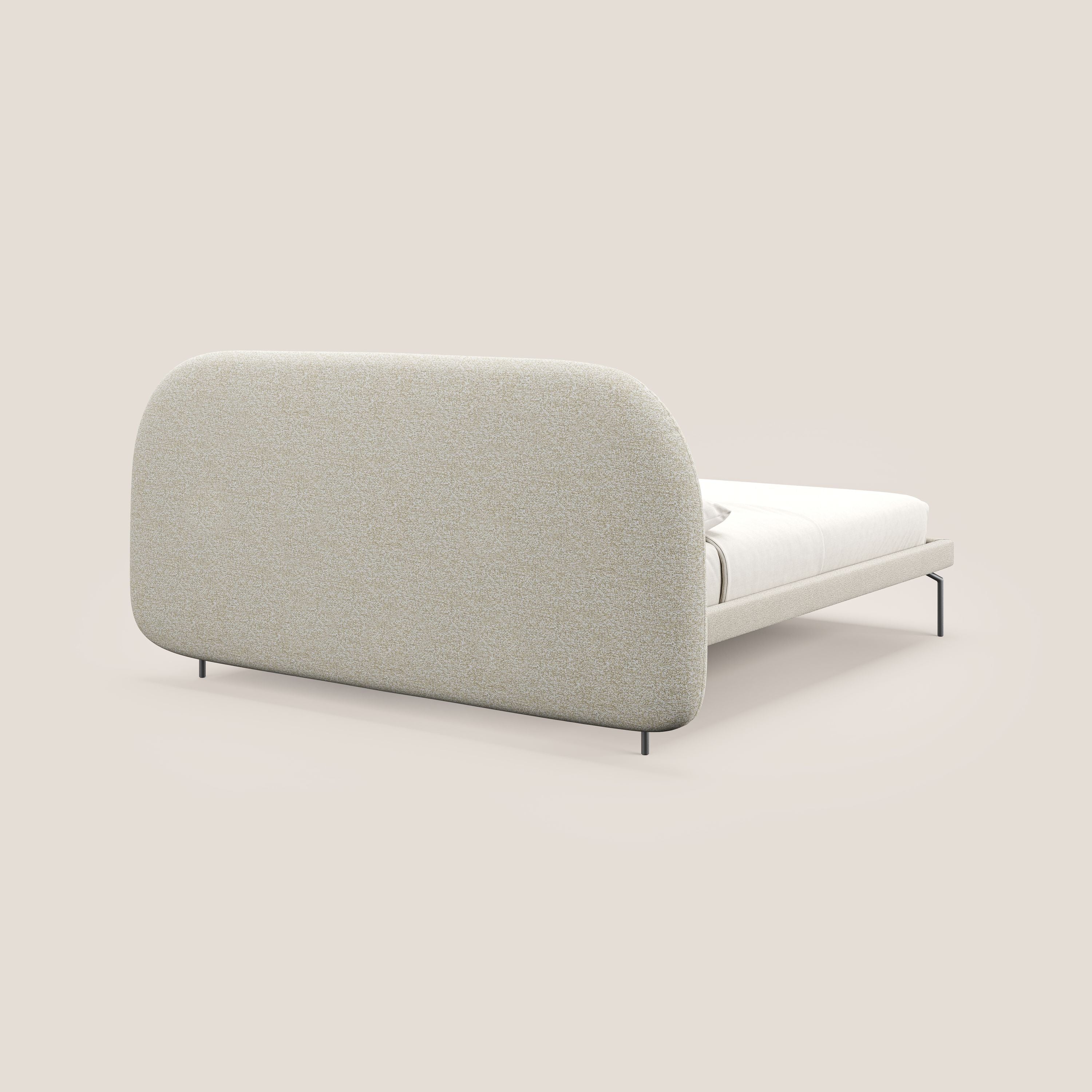 Soleil lit rembourré design avec pieds hauts en métal en bouclette détachable T12 crÚme - Image 5
