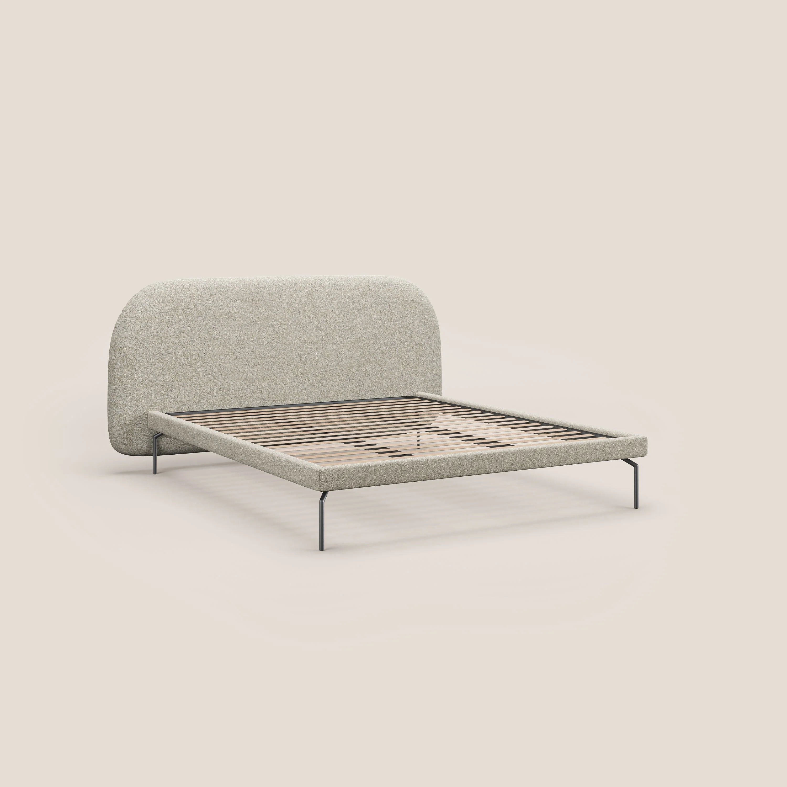Soleil lit rembourré design avec pieds hauts en métal en bouclette détachable T12 crÚme - Image 7