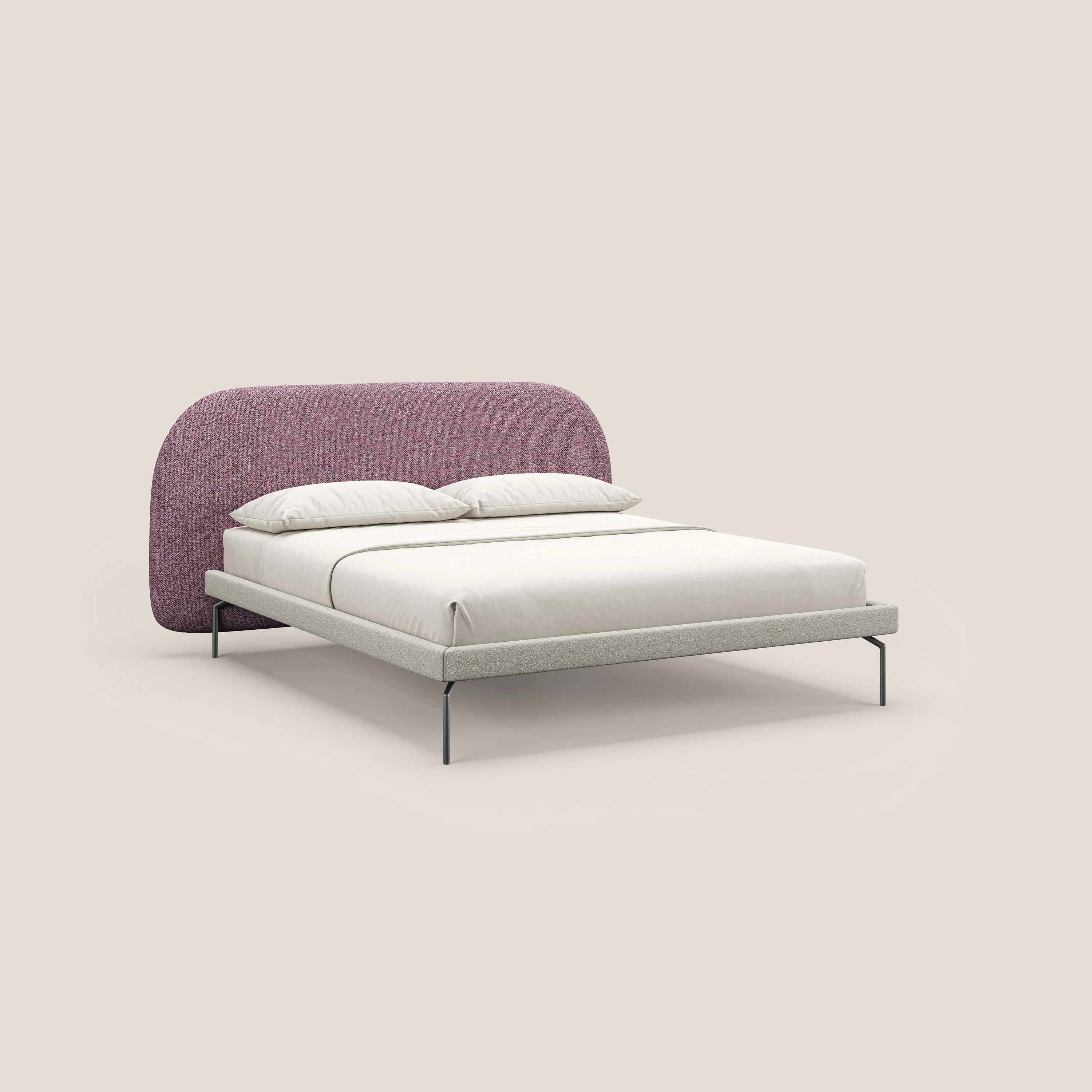 Soleil lit rembourré design avec pieds hauts en métal en bouclette détachable T12 violet