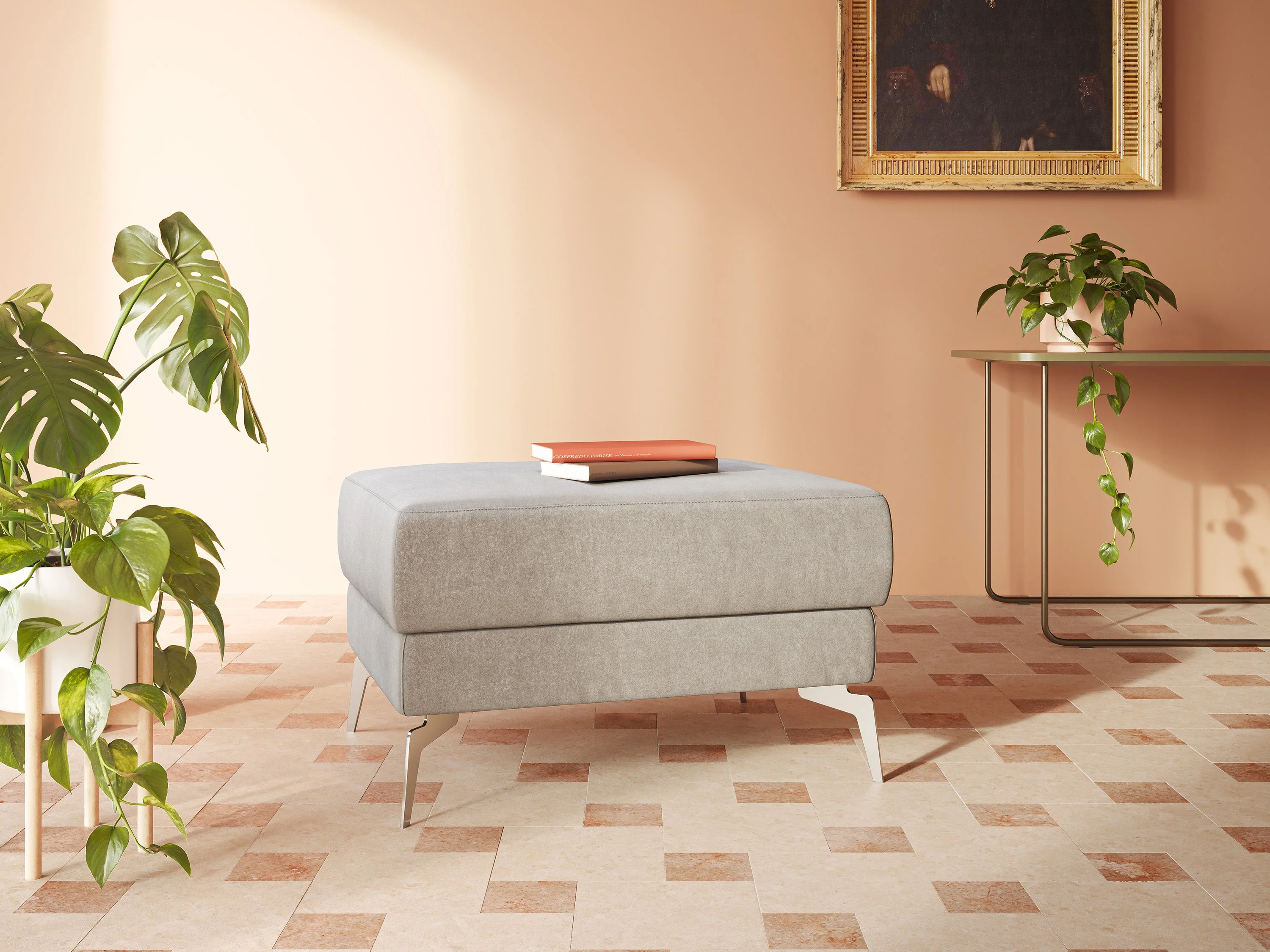 Star Pouf avec pieds hauts en microfibre imperméable T11 jaune - Image 8