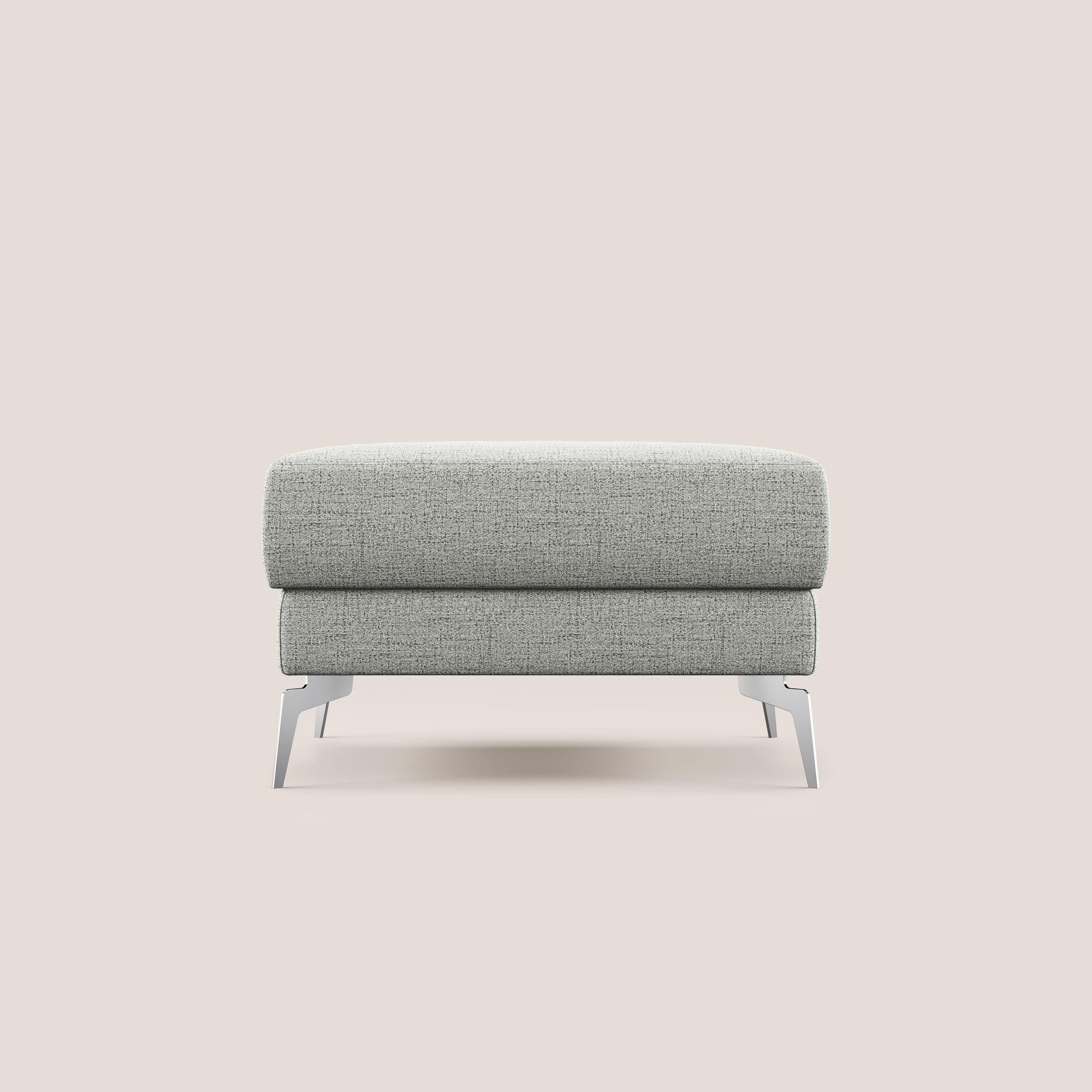 Star Pouf avec pieds hauts en tissu imperméable flammé T03 gris clair