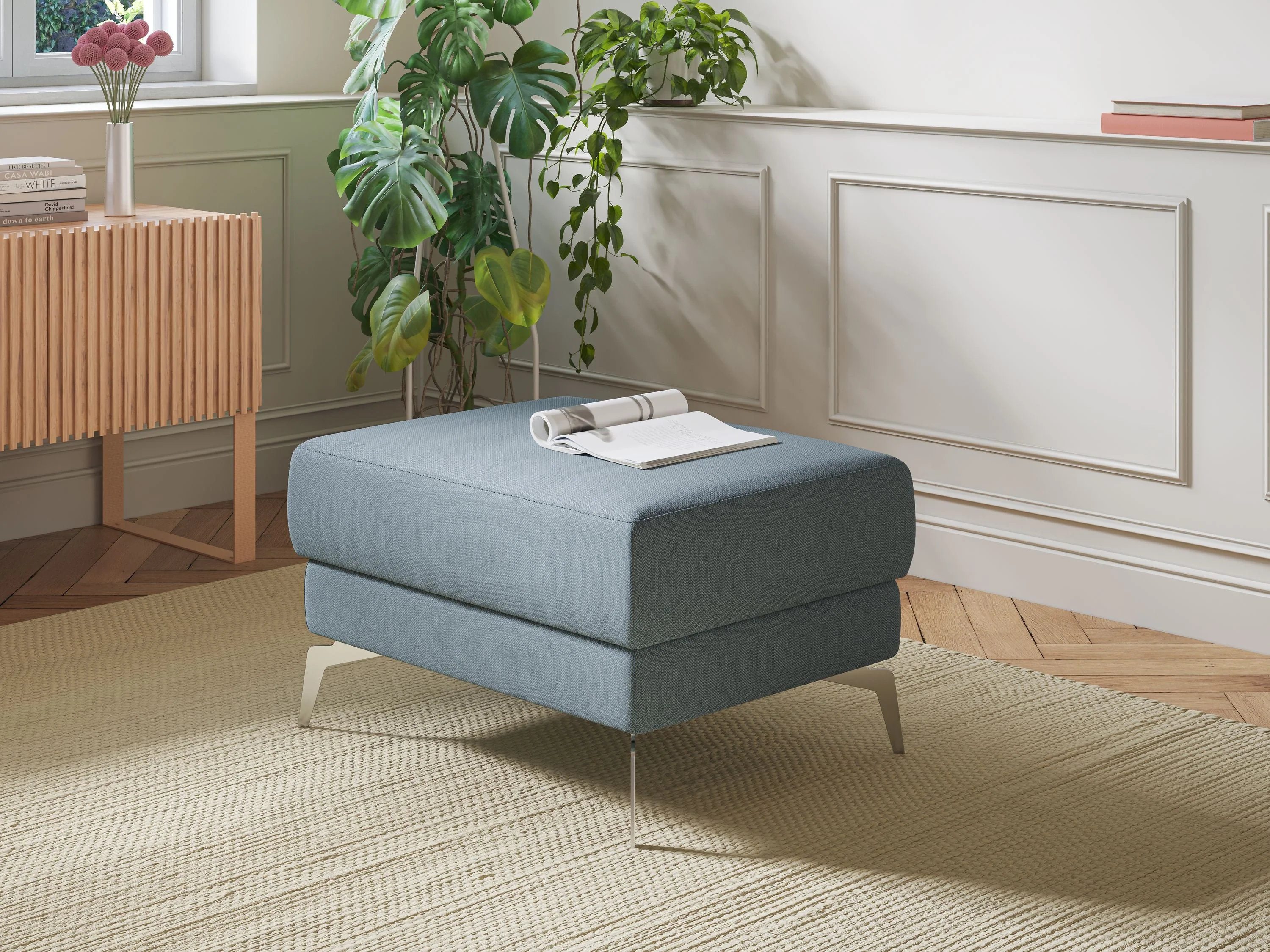Star Pouf avec pieds hauts en tissu détachable T05 anthracite - Image 8