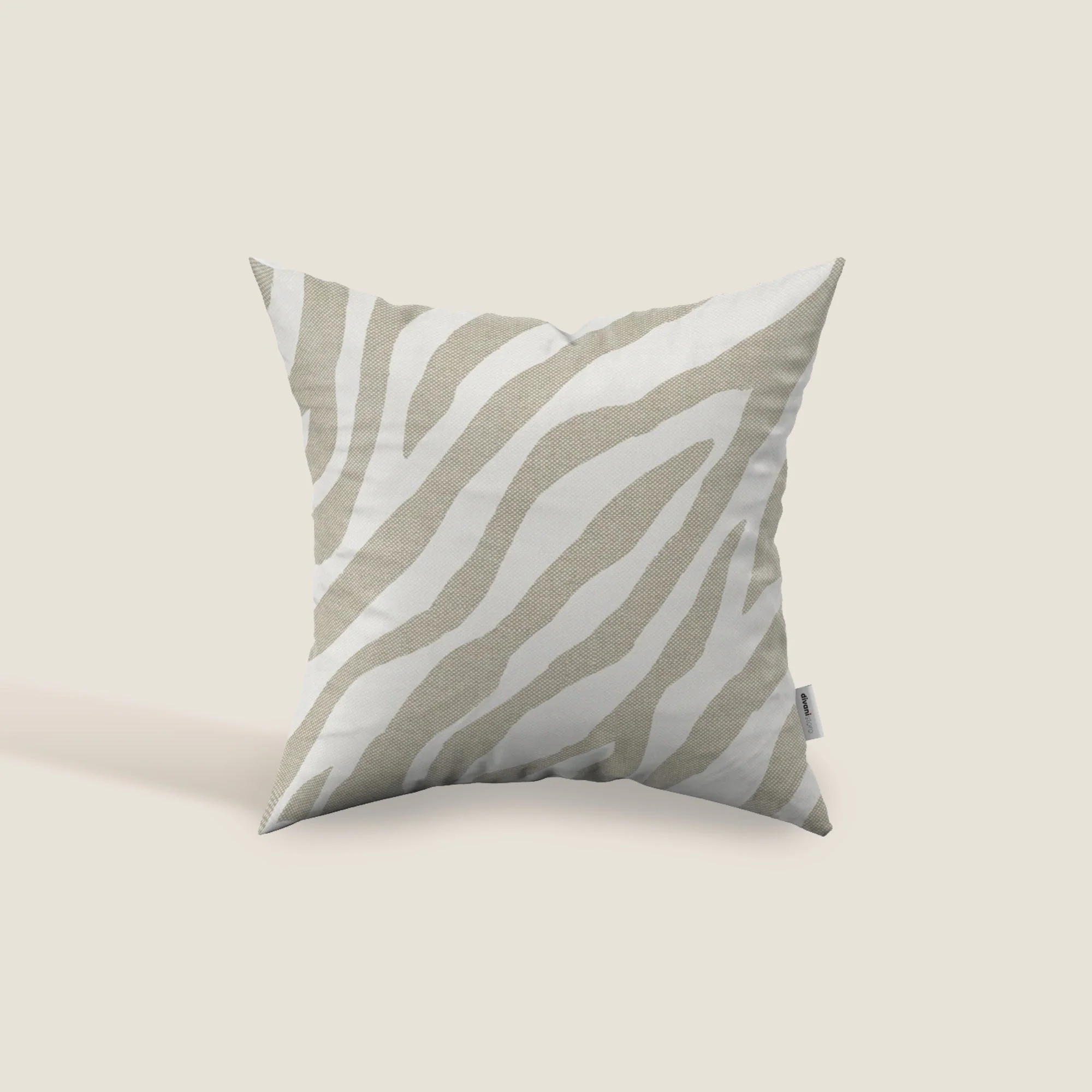 Stripe coussins géométriques en tissu hydrofuge beige