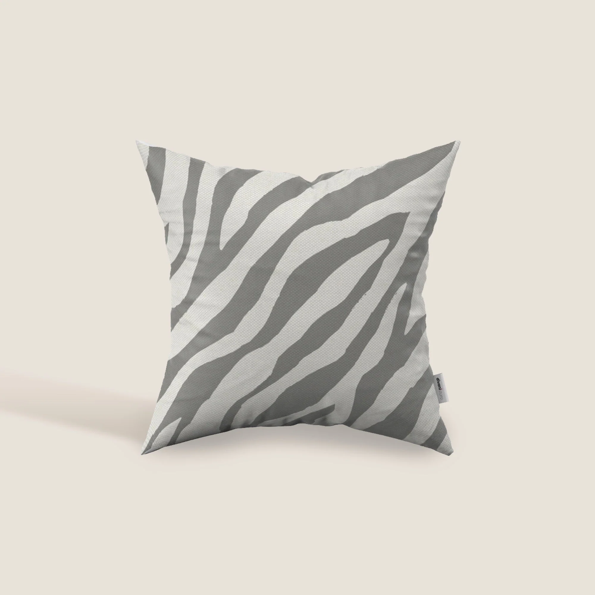 Stripe coussins géométriques en tissu hydrofuge gris