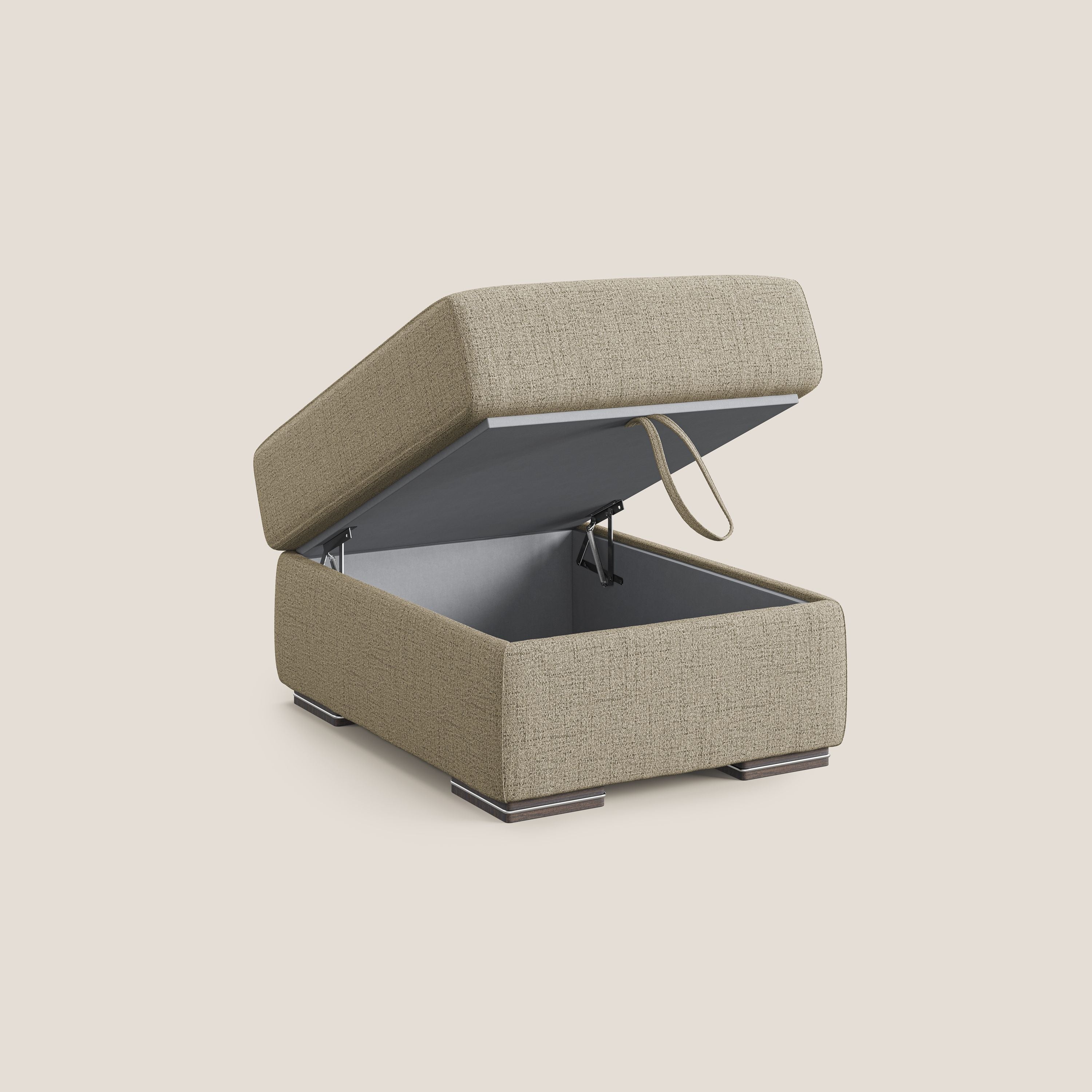 Sun pouf coffre en tissu imperméable flammé T03 beige - Image 6