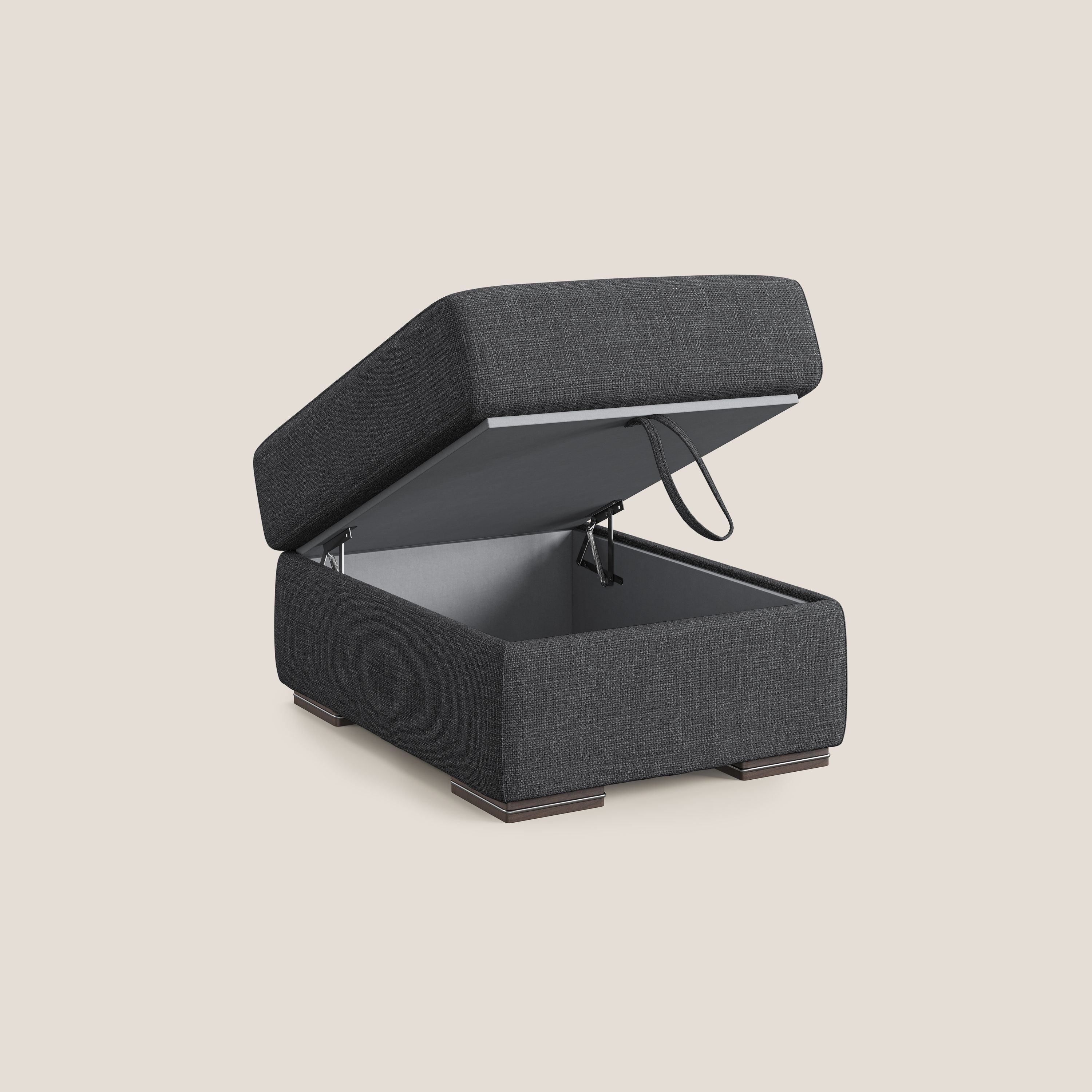 Sun pouf coffre en tissu imperméable doux entrelacé T06 anthracite - Image 6