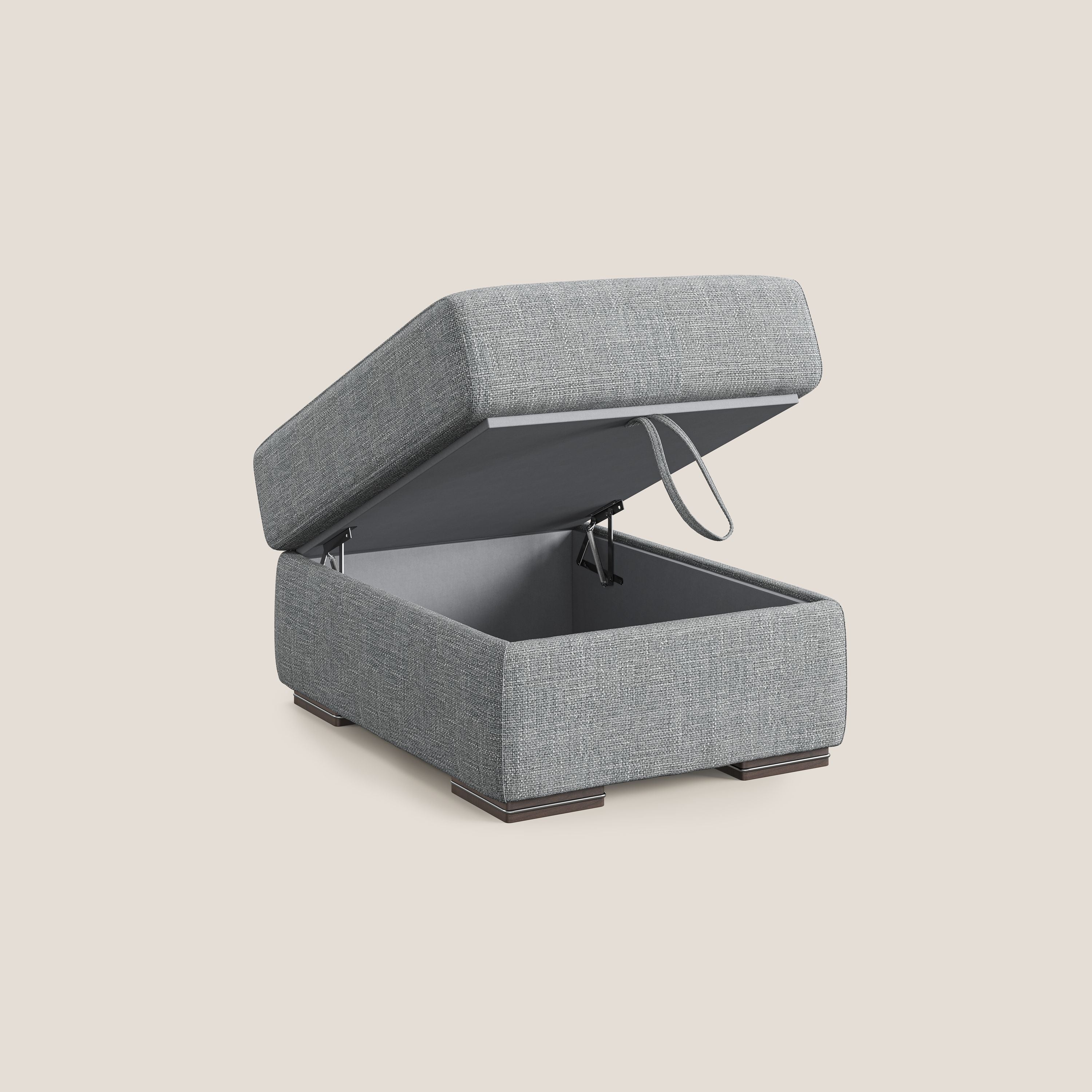 Sun pouf coffre en tissu imperméable doux entrelacé T06 gris - Image 6