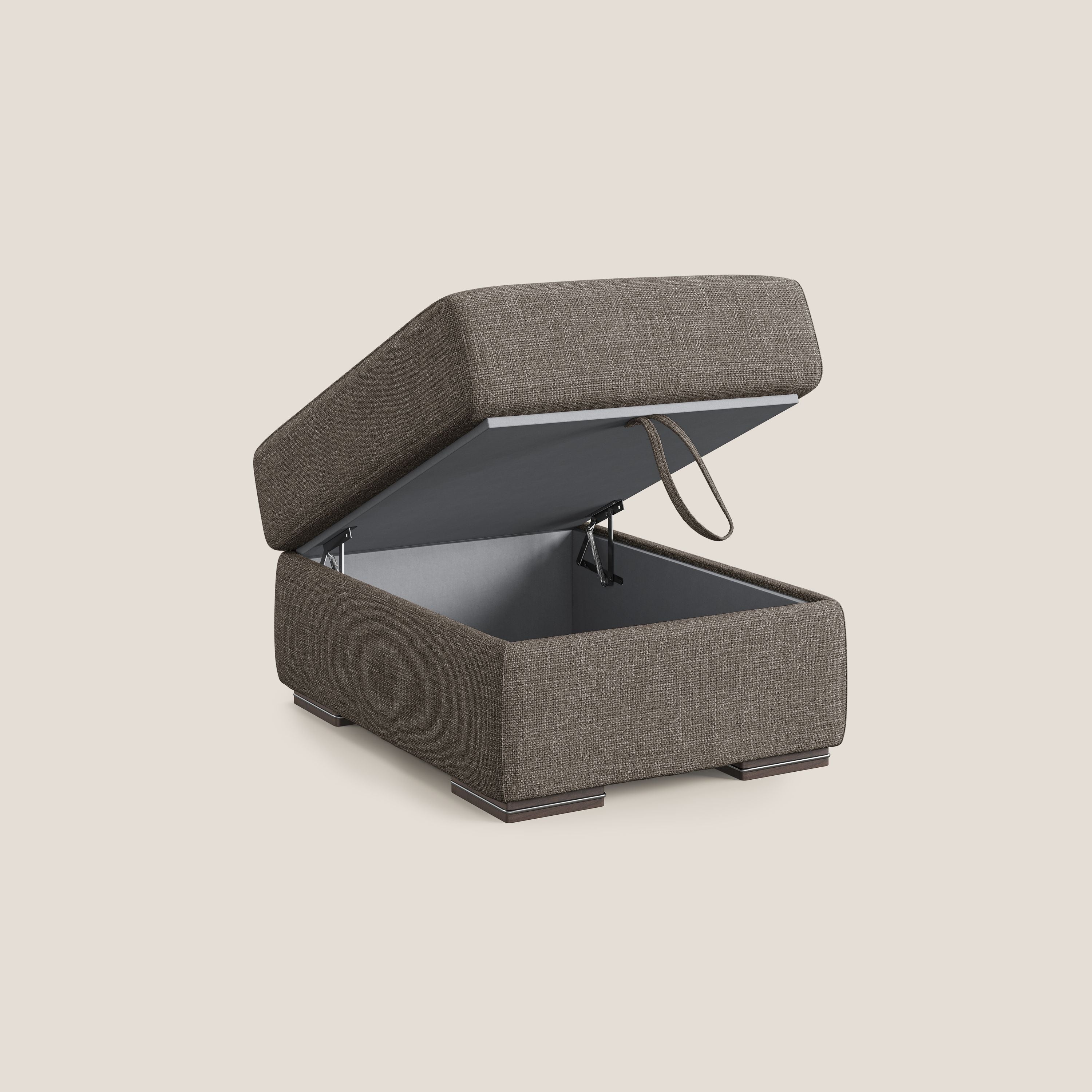 Sun pouf coffre en tissu imperméable doux entrelacé T06 marron - Image 6