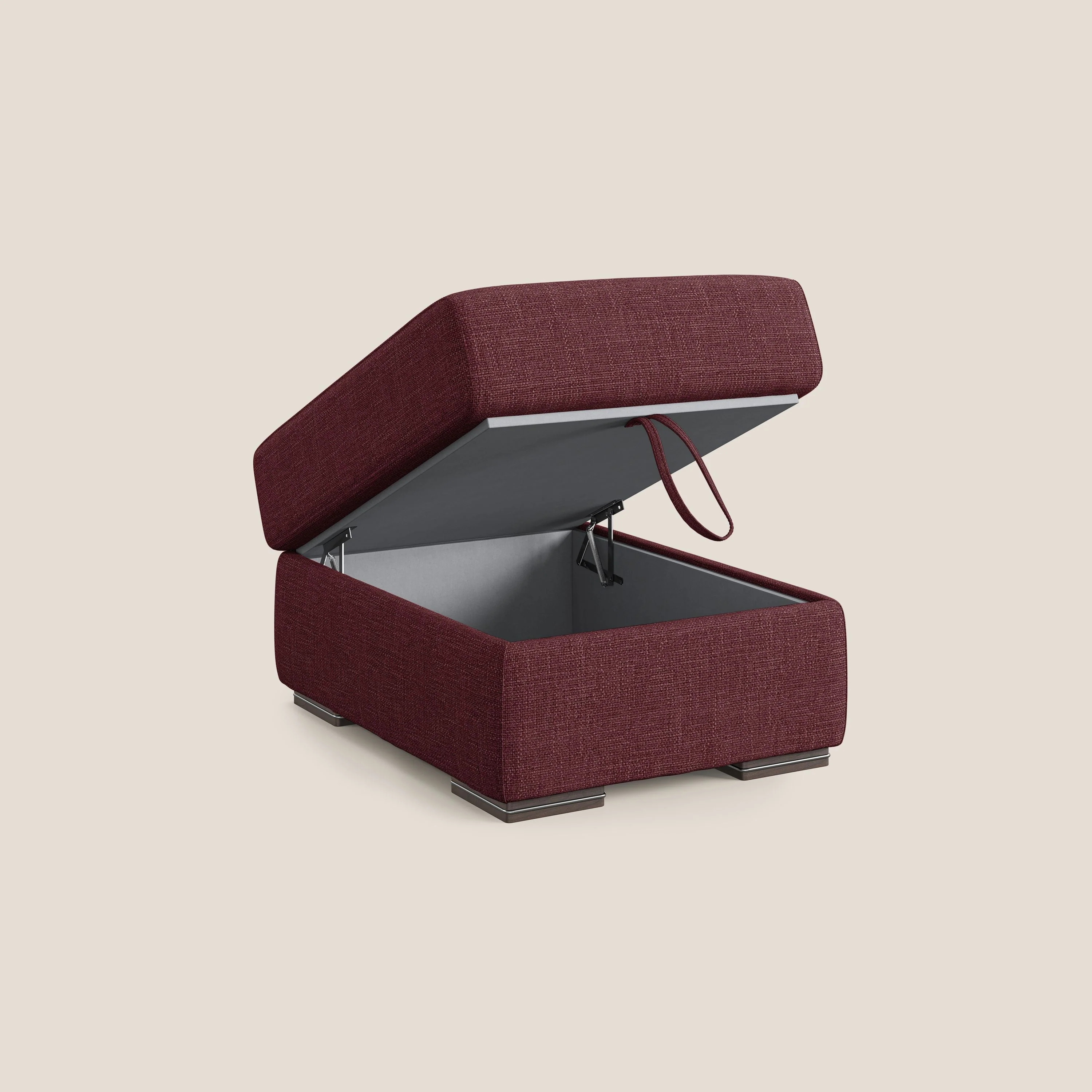 Sun pouf coffre en tissu imperméable doux entrelacé T06 rouge - Image 6