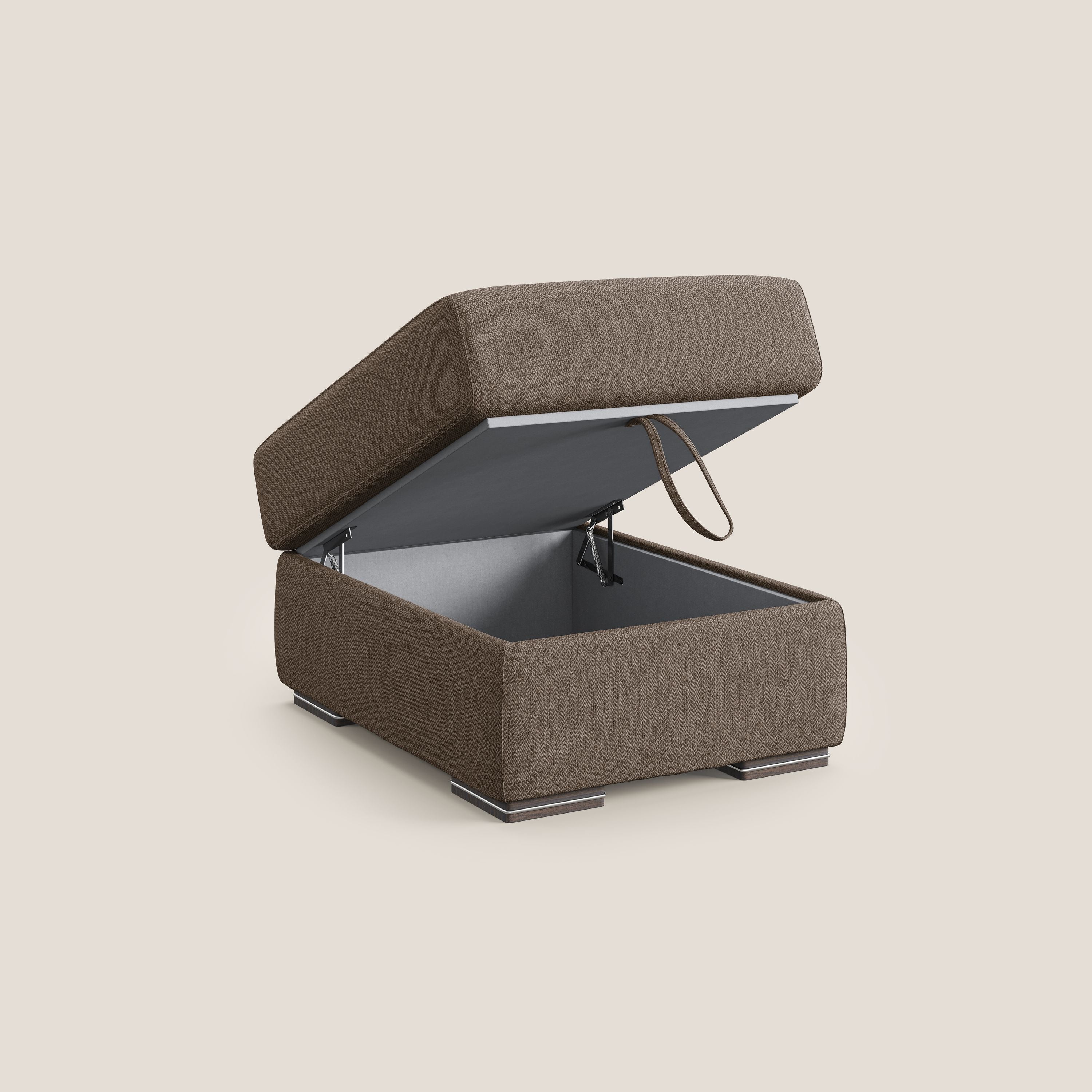 Sun pouf coffre en tissu détachable T05 marron - Image 6