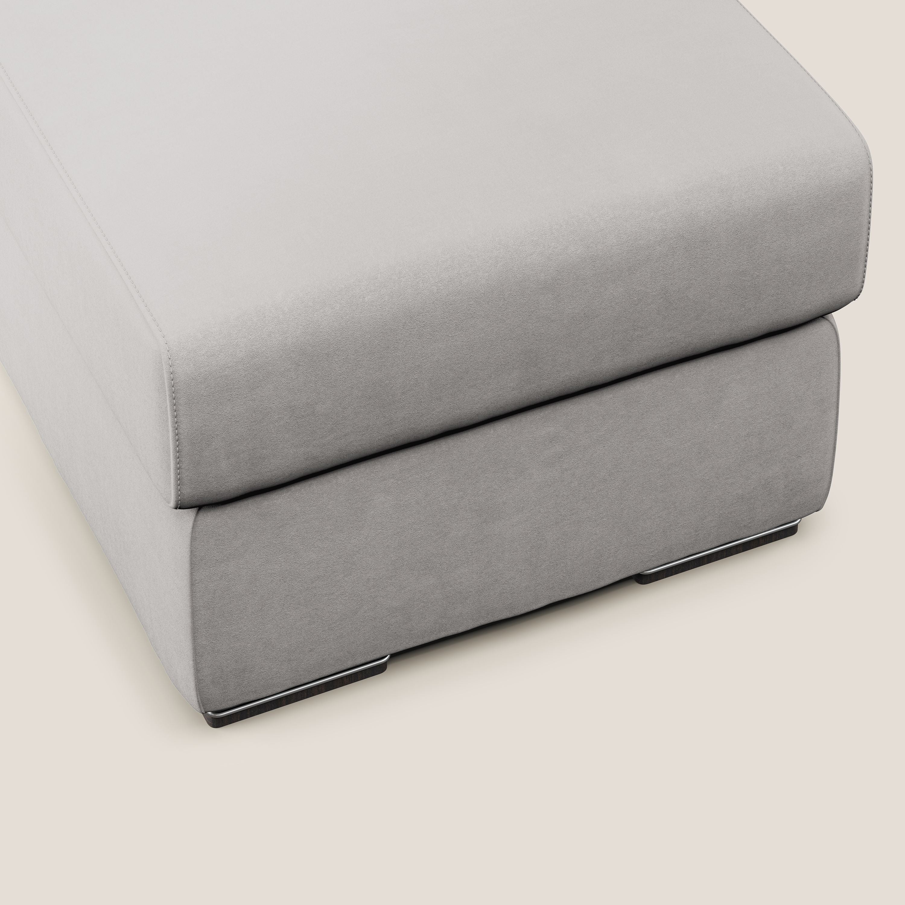 Sun pouf coffre en microfibre détachable T11 gris clair - Image 4