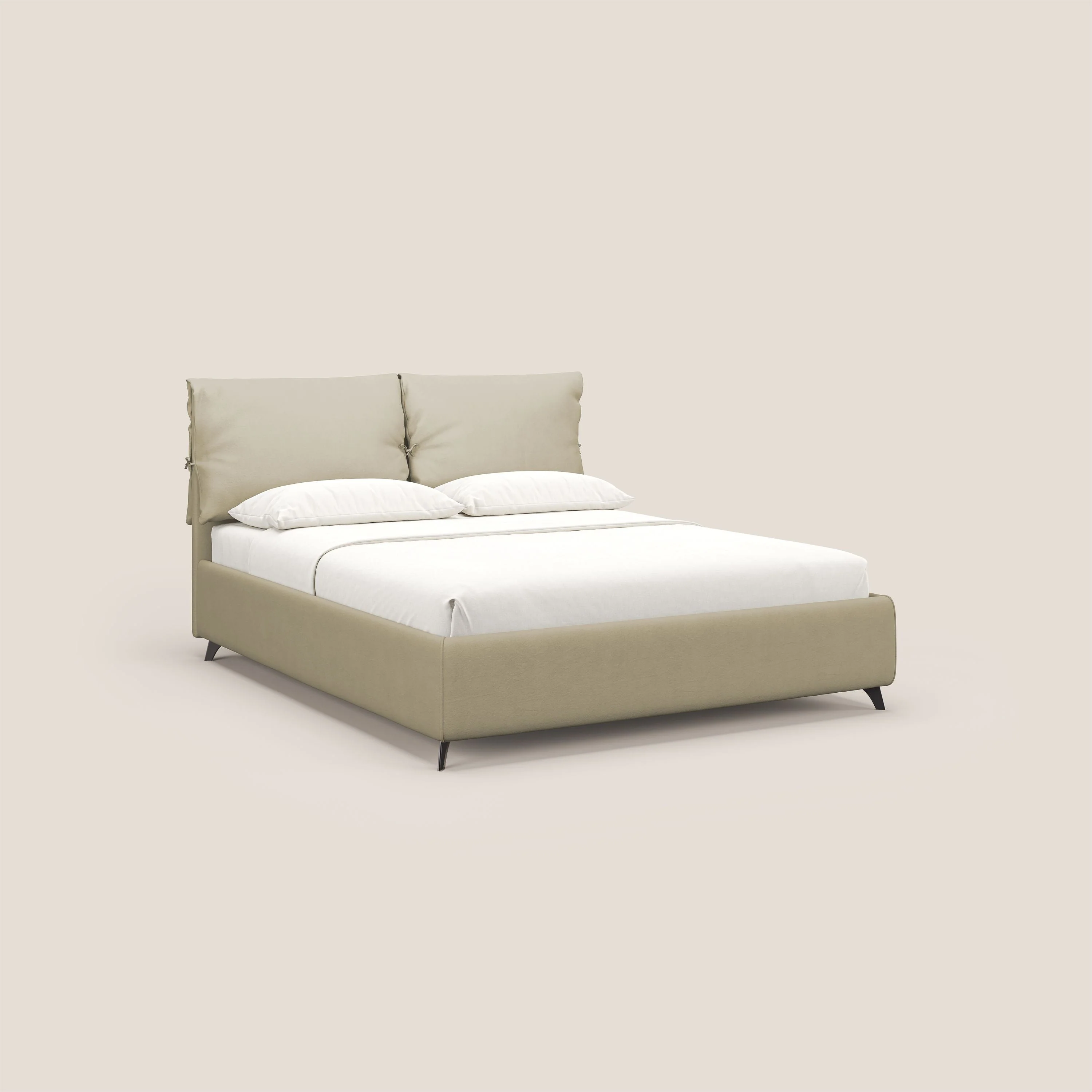 Susan lit rembourré avec coffre complètement déhoussable en microfibre détachable T11 crème