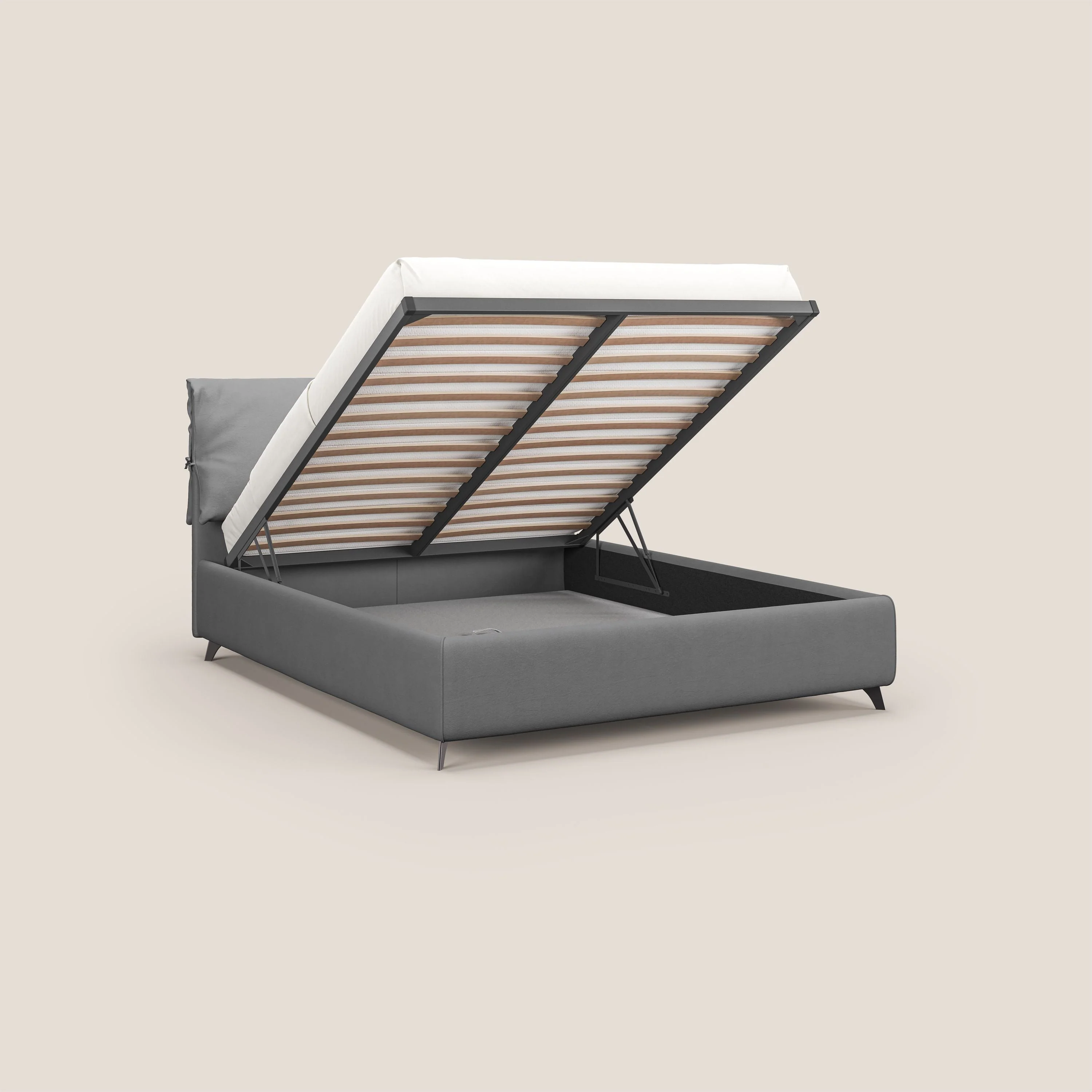 Susan lit rembourré avec coffre complÚtement déhoussable en microfibre détachable T11 gris - Image 2