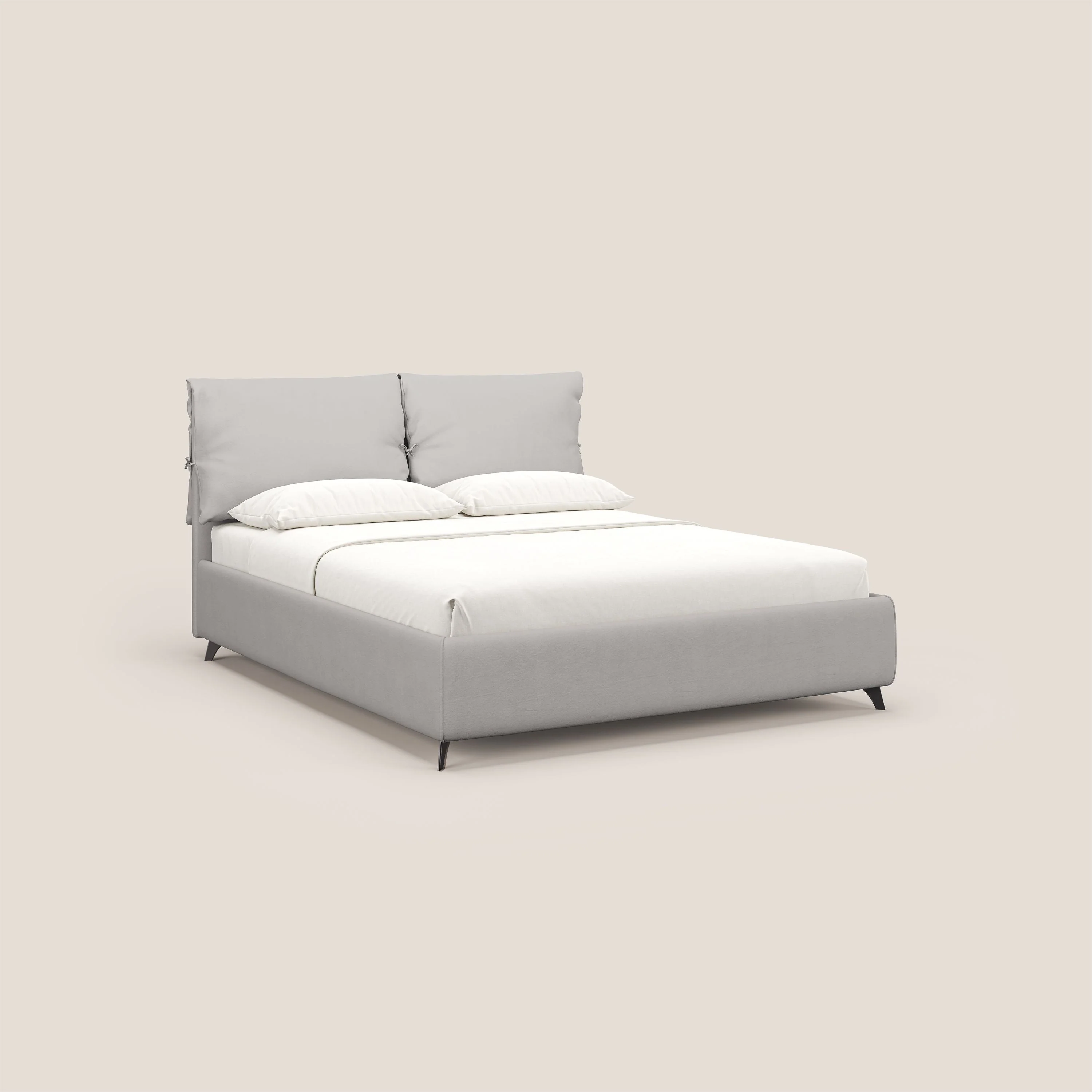 Susan lit rembourré avec coffre complètement déhoussable en microfibre détachable T11 gris clair