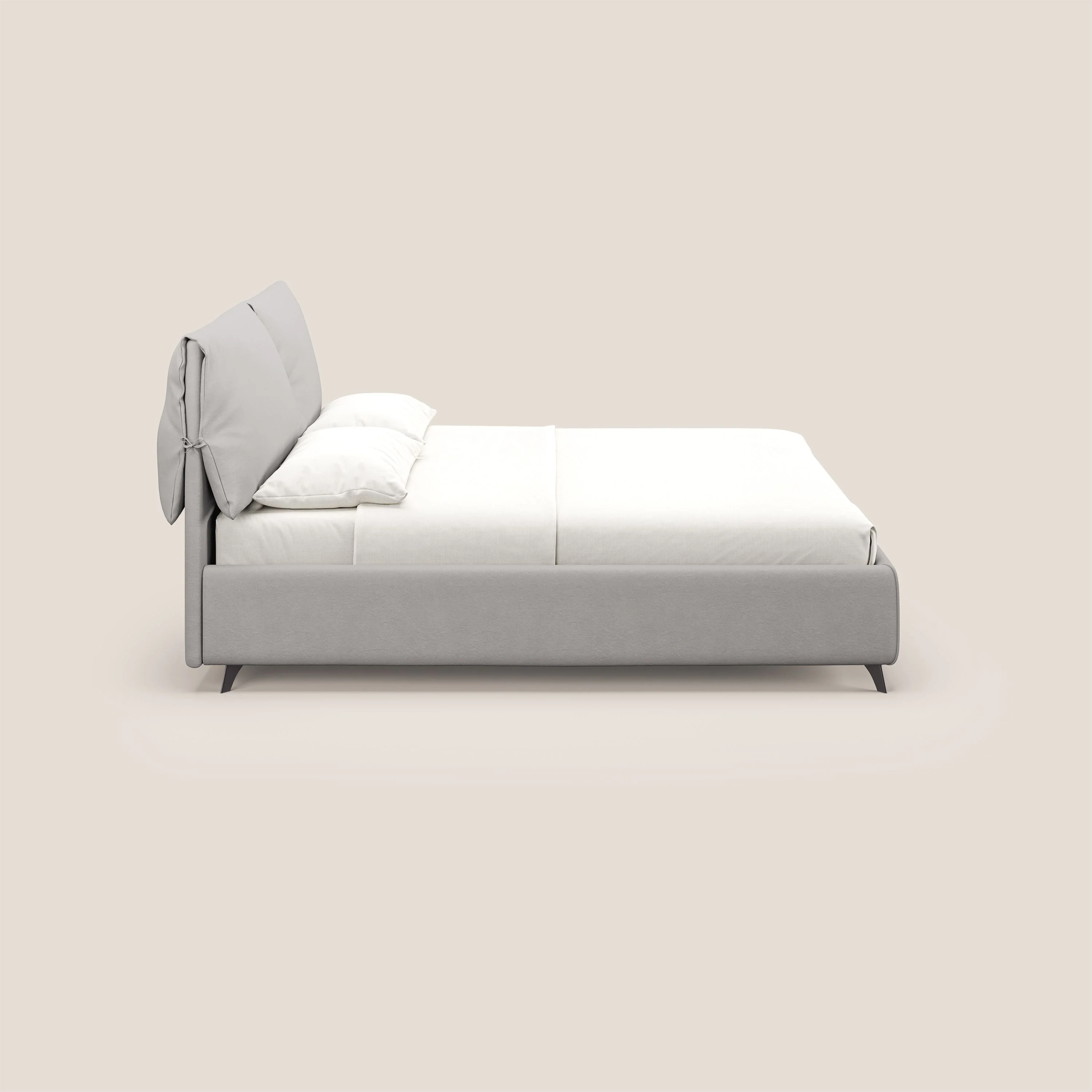 Susan lit rembourré avec coffre complètement déhoussable en microfibre détachable T11 gris clair - Image 5
